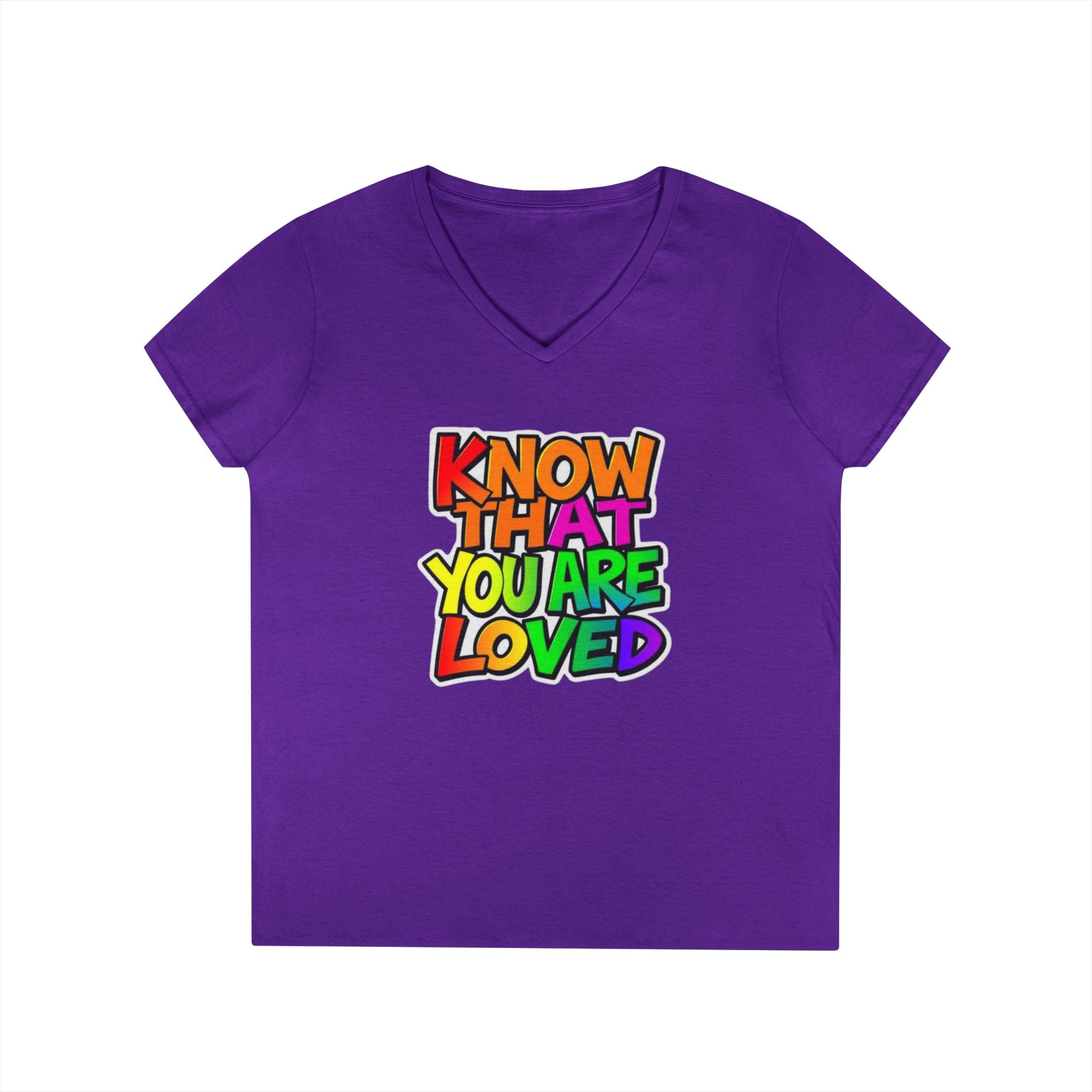 Inspirational Ladies' V-Neck T-Shirt - 'Know That You Are Loved'