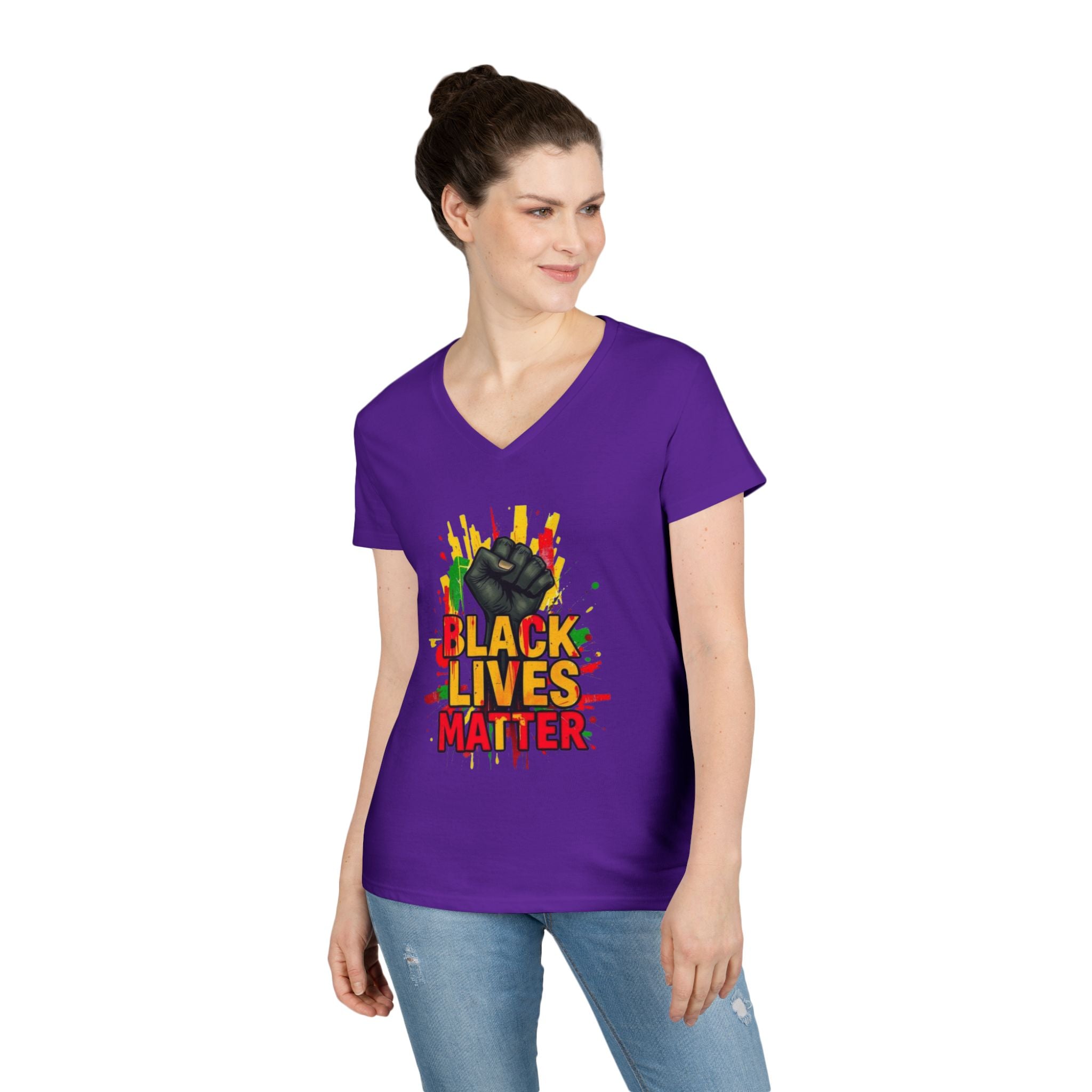 Empowering Ladies' V-Neck T-Shirt | Black Lives Matter Design