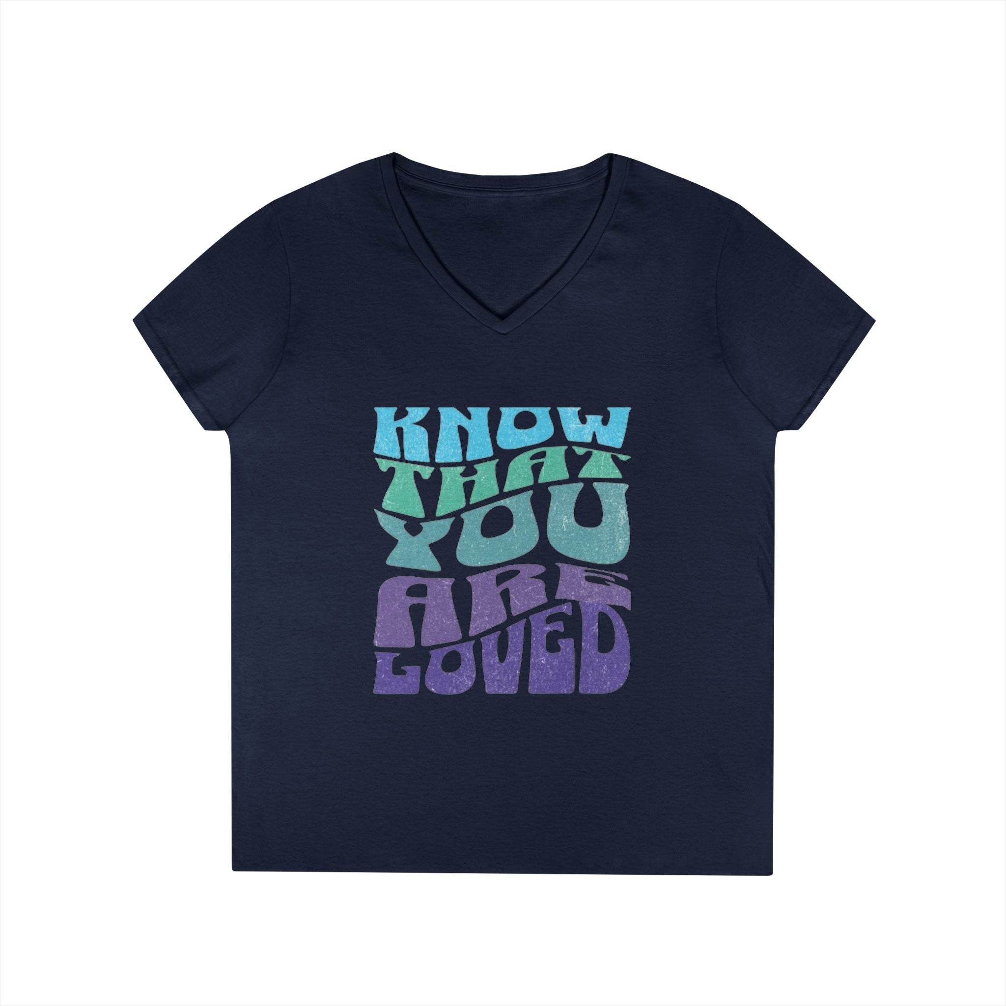 V-Neck T-Shirt - Know That You Are Loved Vintage Design