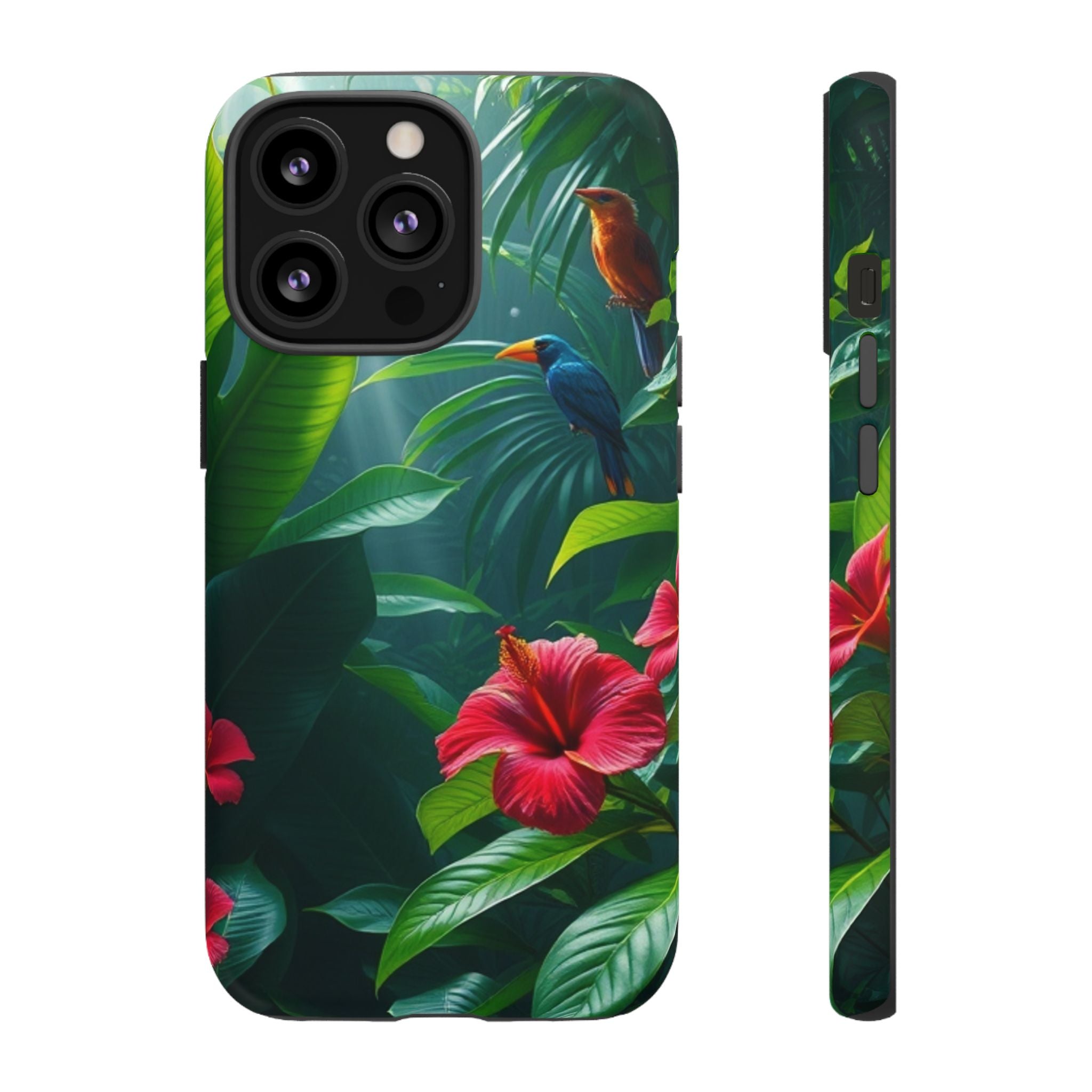 Android OR iPhone Compatible Cases - Tropical Flower & Bird Design - Unique Tough Cases