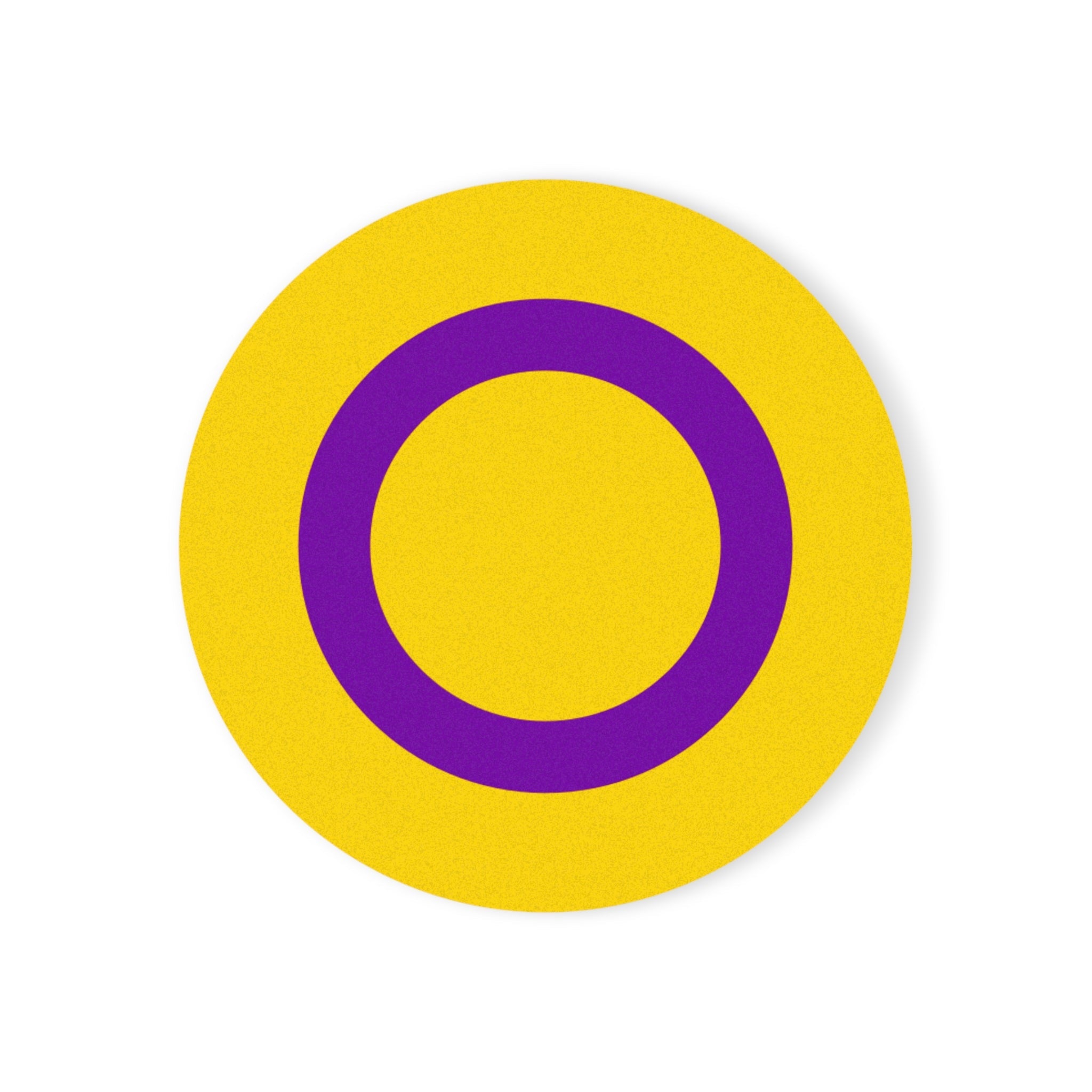 Colorful Round Cork Back Coaster - Bright Yellow with Purple Ring, Perfect for Home Decor & Gifts - EqualiTees.Me