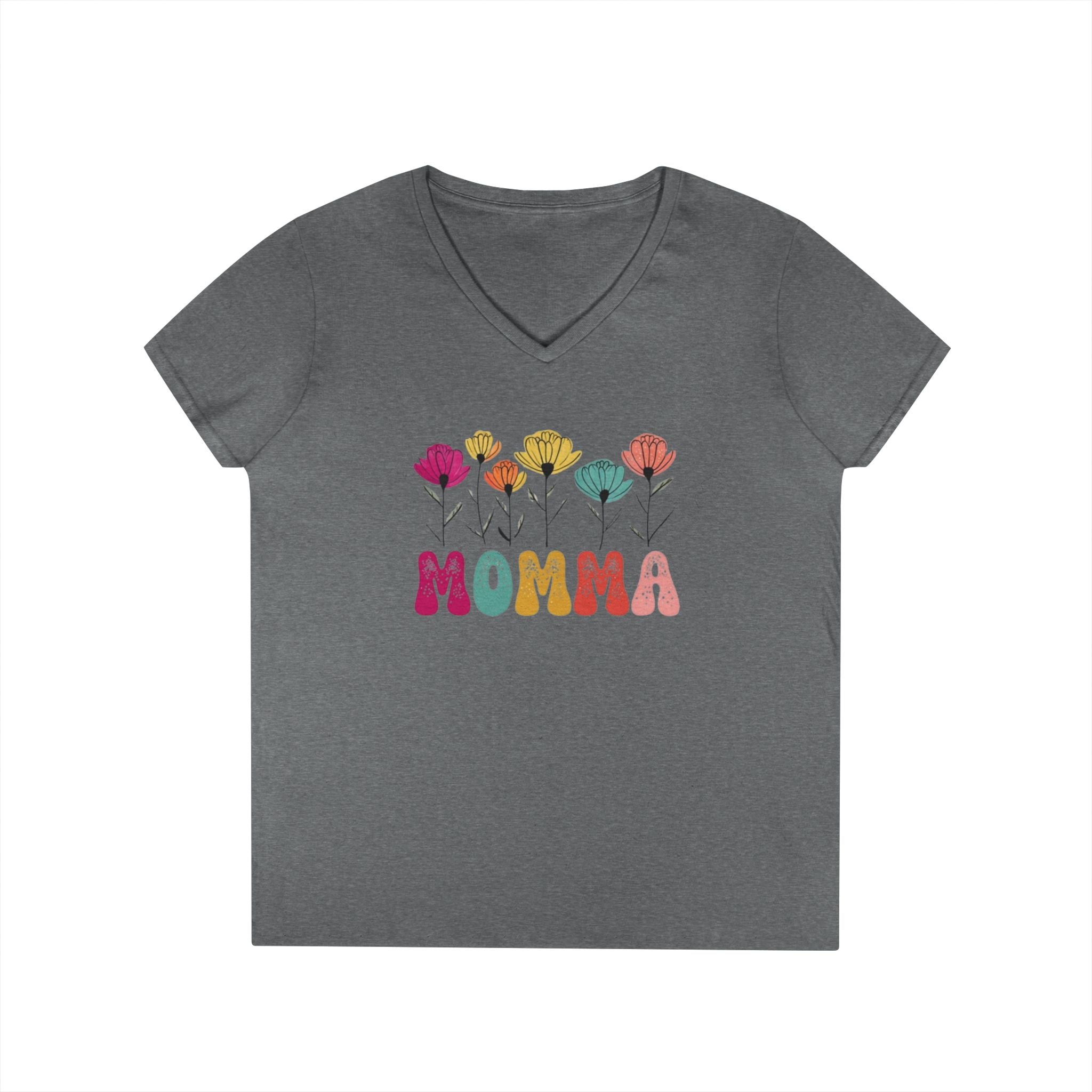 Floral Momma V - Neck T-Shirt - Stylish Gift for Moms - EqualiTees.Me