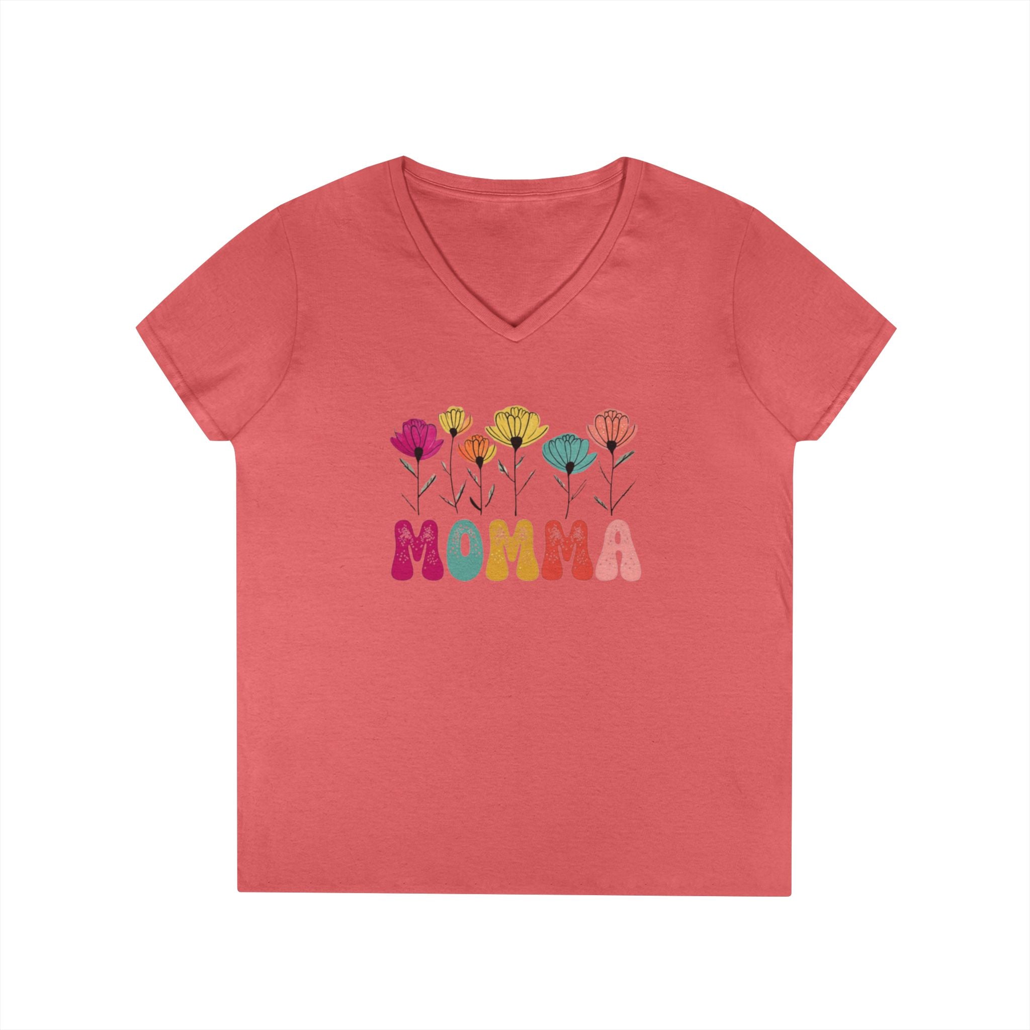 Floral Momma V - Neck T-Shirt - Stylish Gift for Moms - EqualiTees.Me