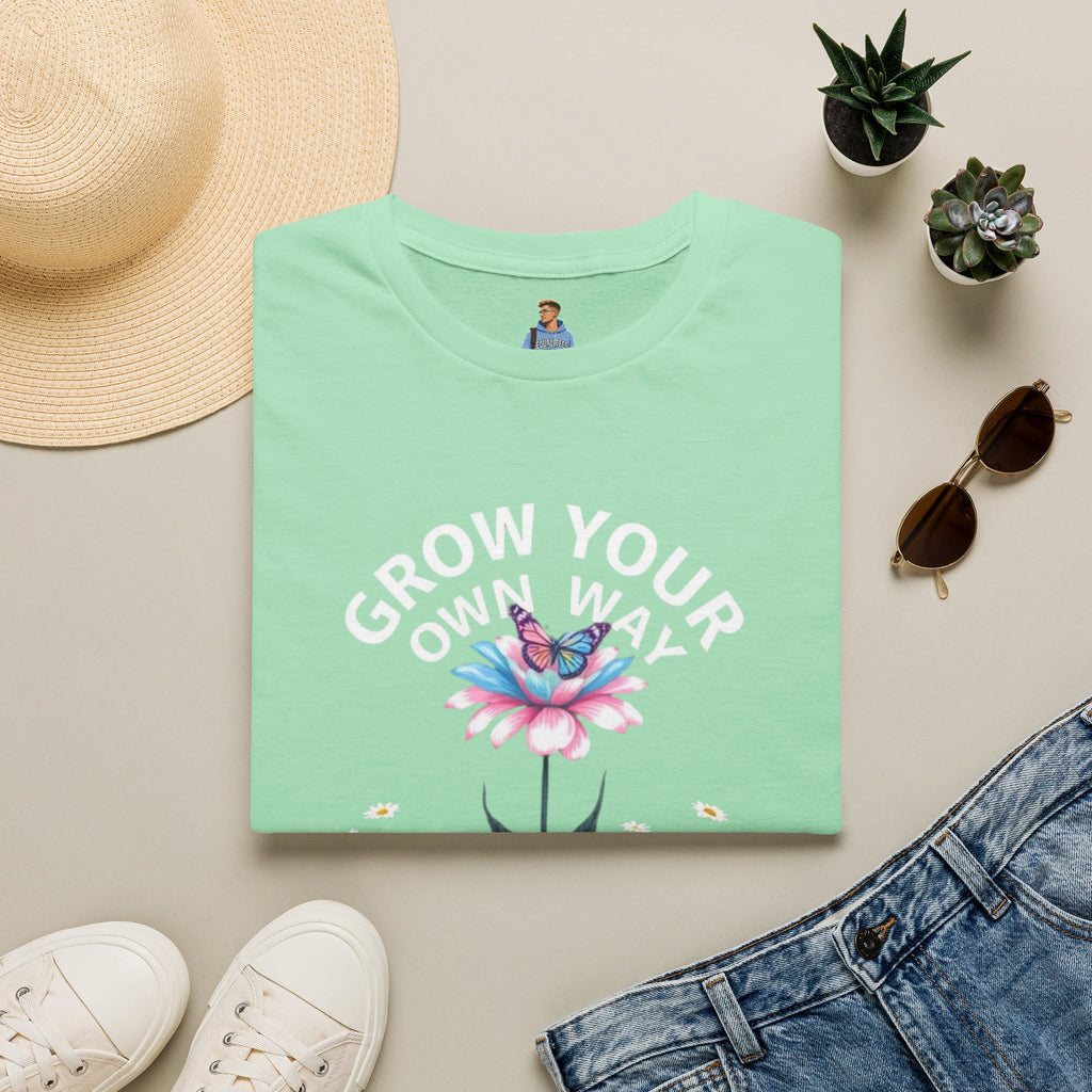 Grow Your Own Way Trans Pride Unisex T-Shirt - Floral Design for Garden Lovers