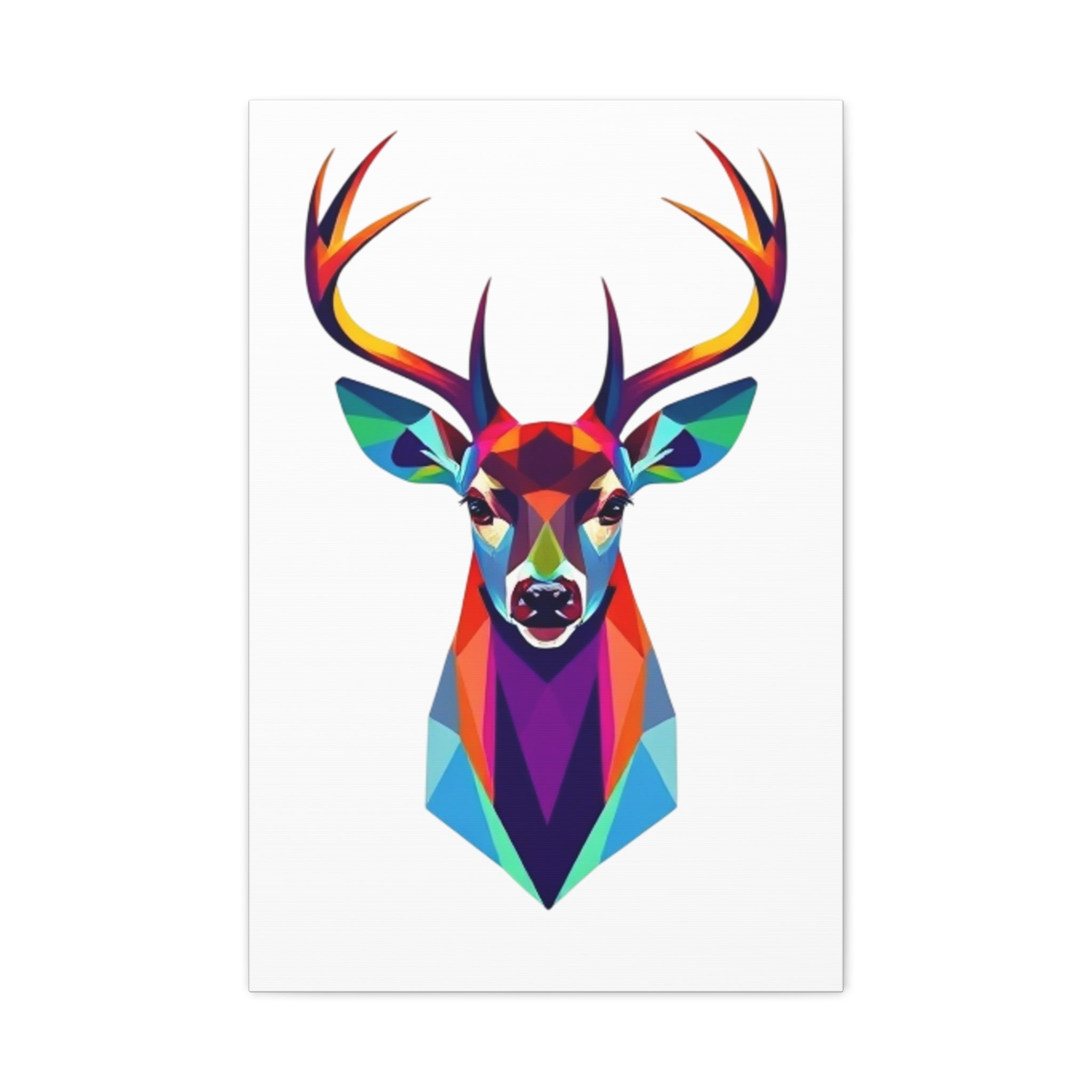 Vibrant Stag Canvas Wall Art - Colorful Geometric Deer Decor
