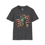 Statue of Liberty Stepping on MAGA American Flag T-Shirt — Patriotic USA Independence Day Tee