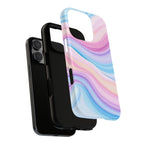 Pastel Marble Tough Phone Case iPhone — Swirled Pink & Blue Protective Cover