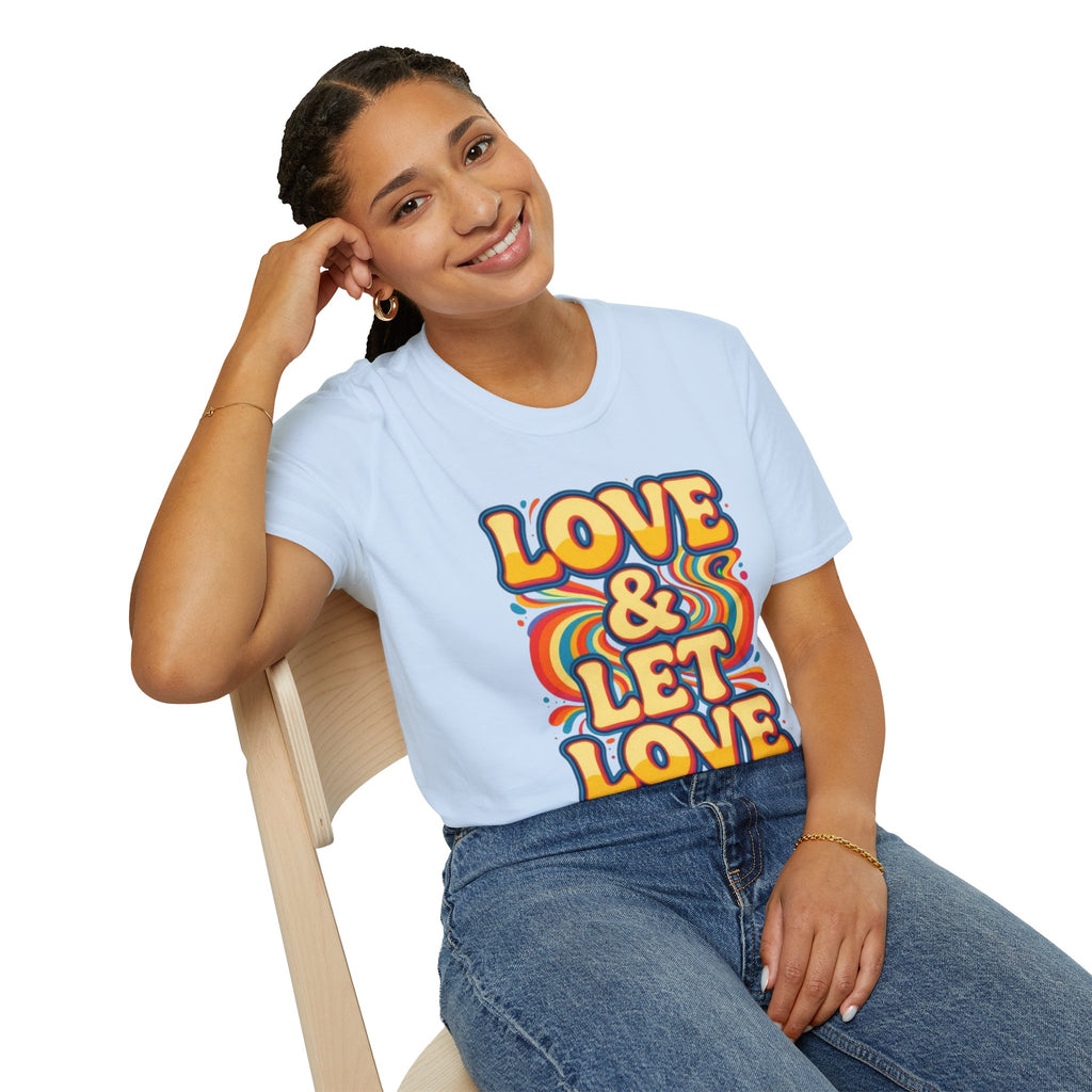 T-Shirt — "Love & Let Love" Retro Rainbow Peace Tee