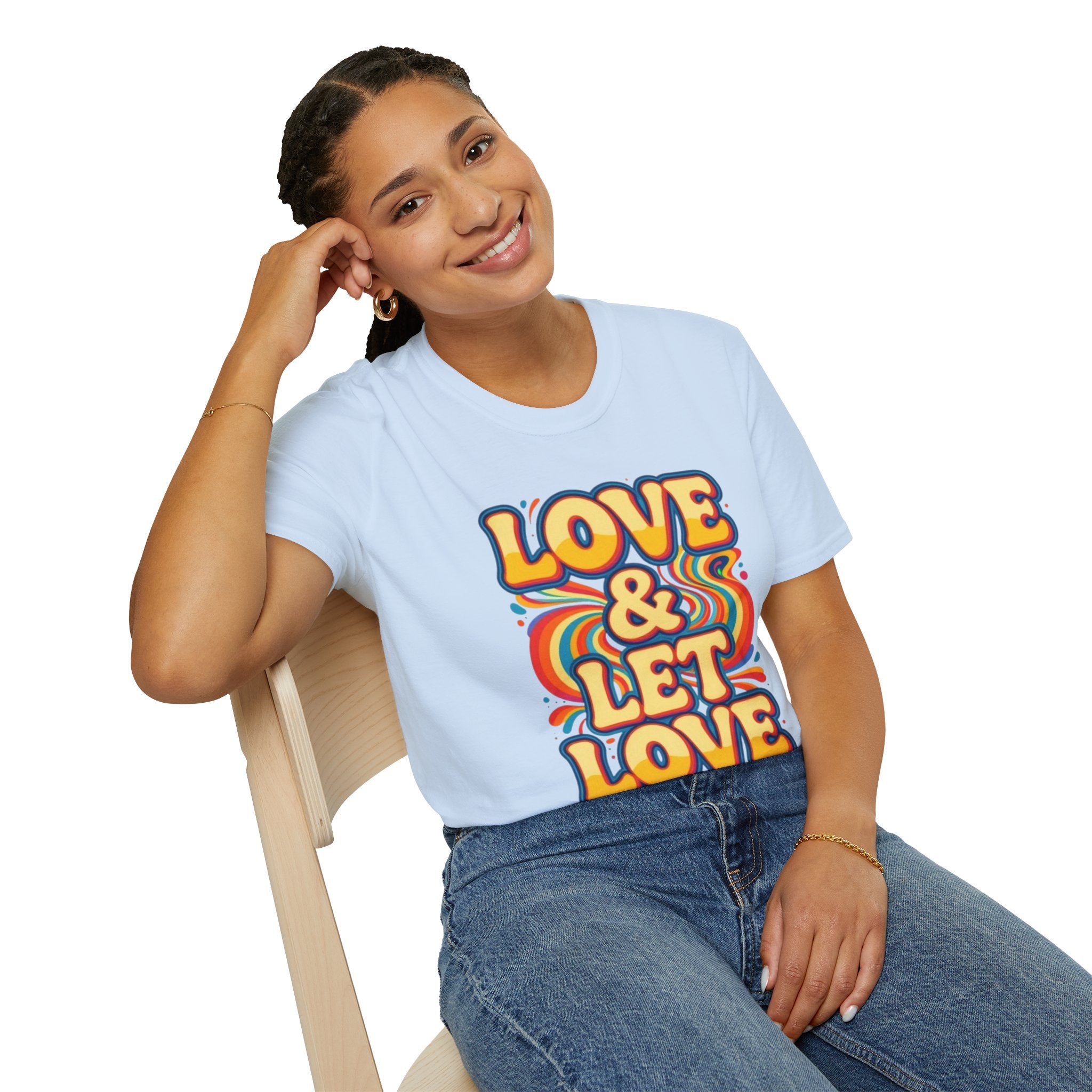 T-Shirt — "Love & Let Love" Retro Rainbow Peace Tee