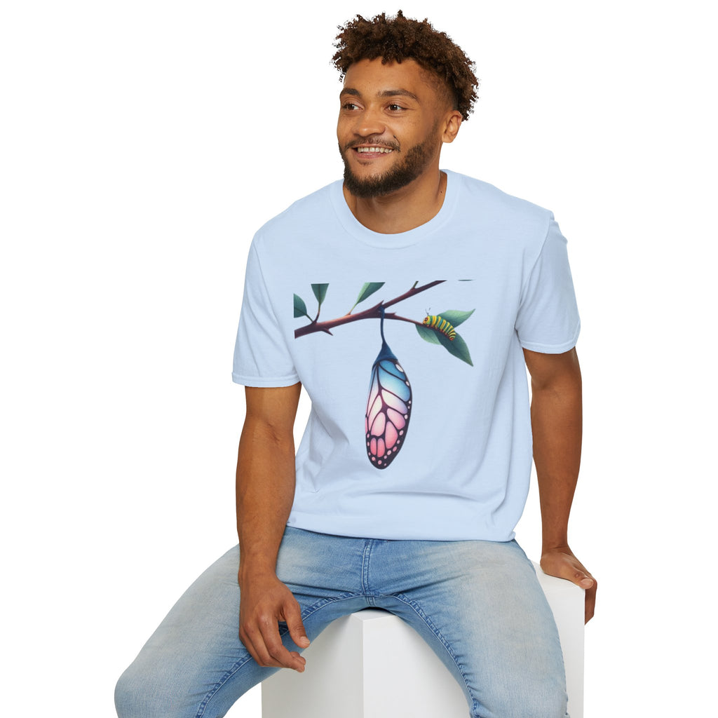Trans Caterpillar to Butterfly Transformation T-Shirt, Unisex Graphic T-Shirt