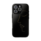 Android OR iPhone Compatible Cases - Gold Line Face Design - Unique Tough Cases