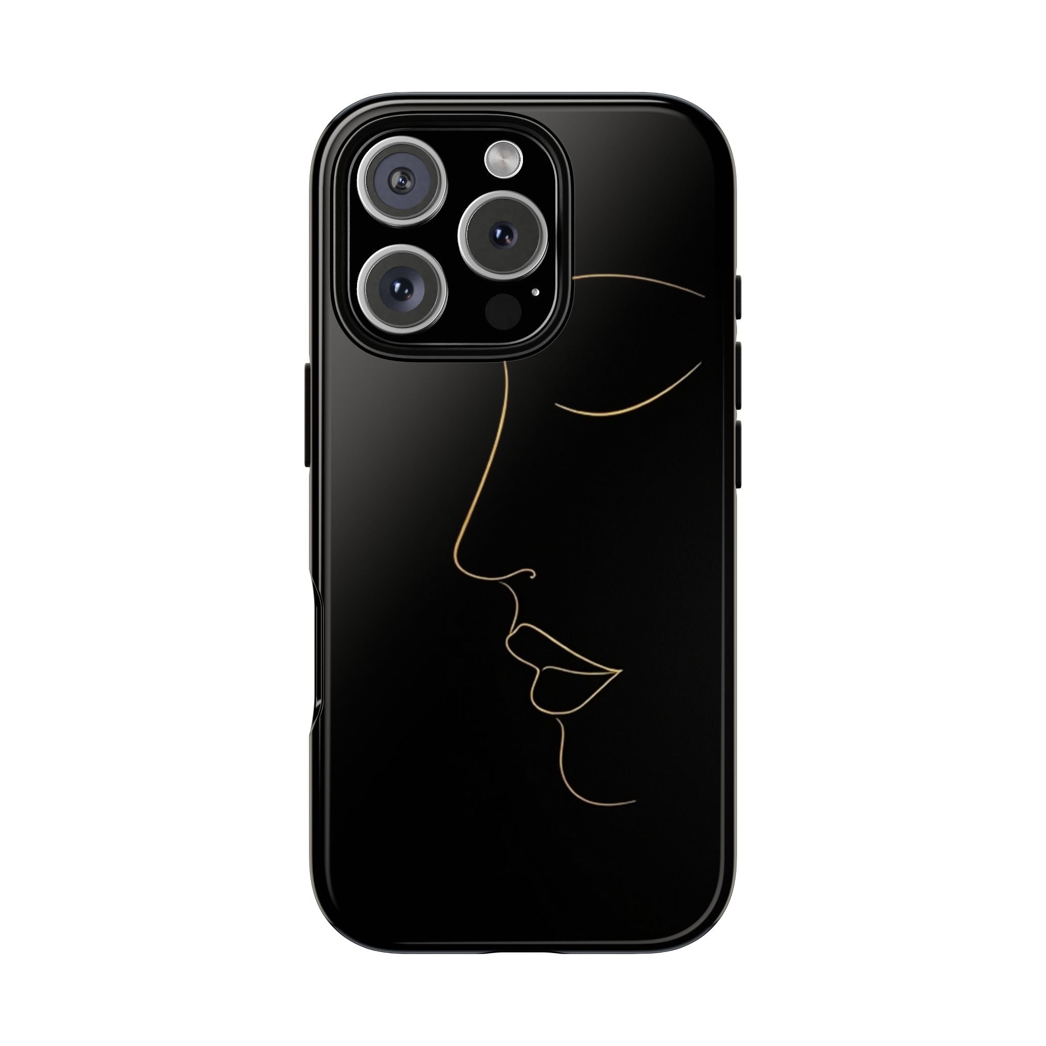 Android OR iPhone Compatible Cases - Gold Line Face Design - Unique Tough Cases