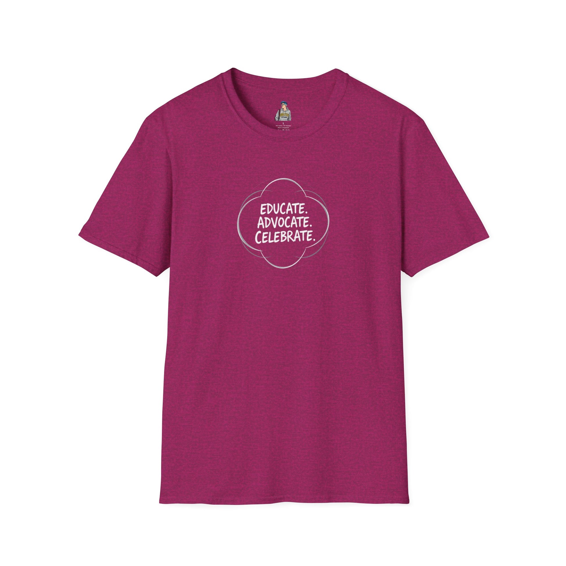 Educate. Advocate. Celebrate. Minimalist Pride T-Shirt