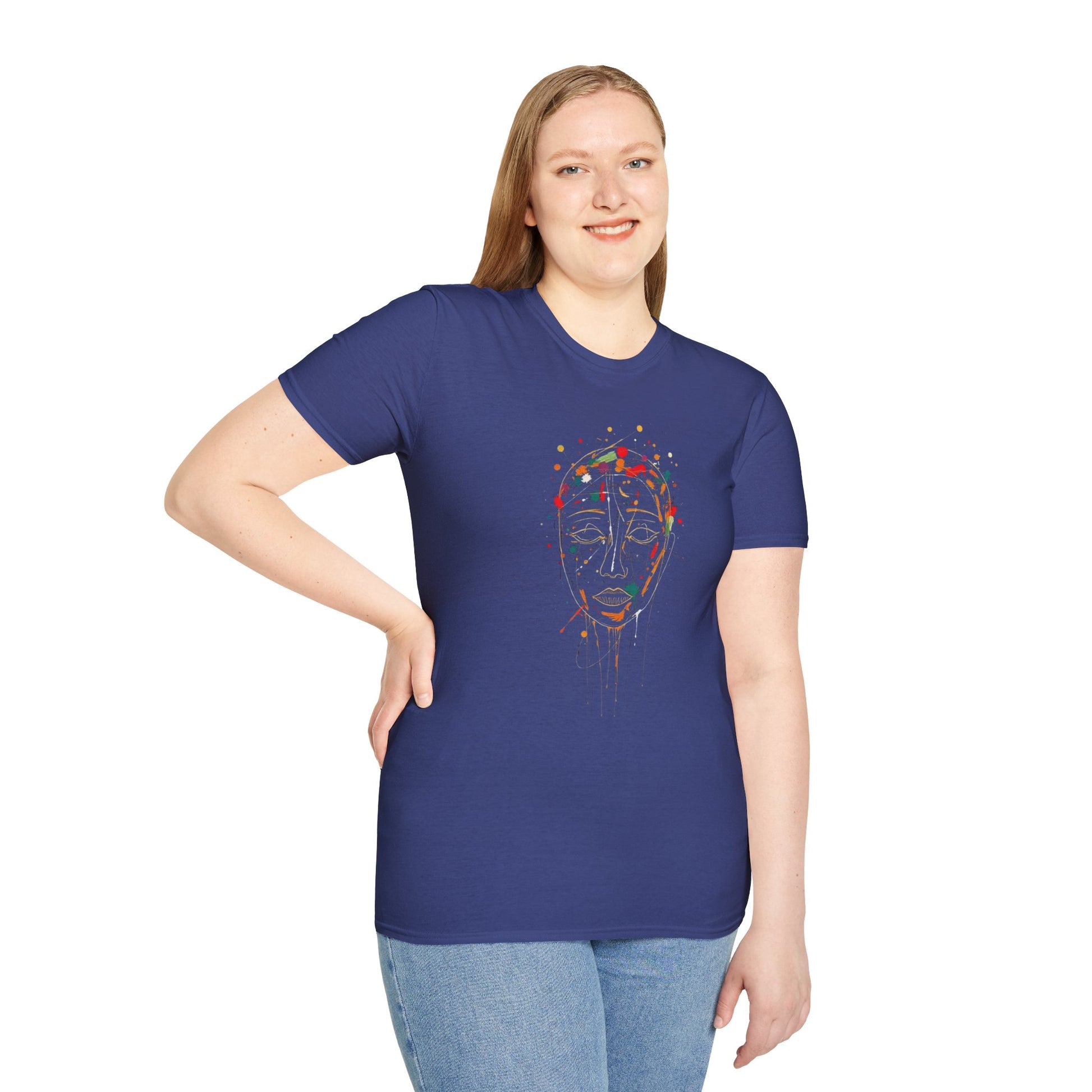 Abstract Rainbow Splatter Face Tee