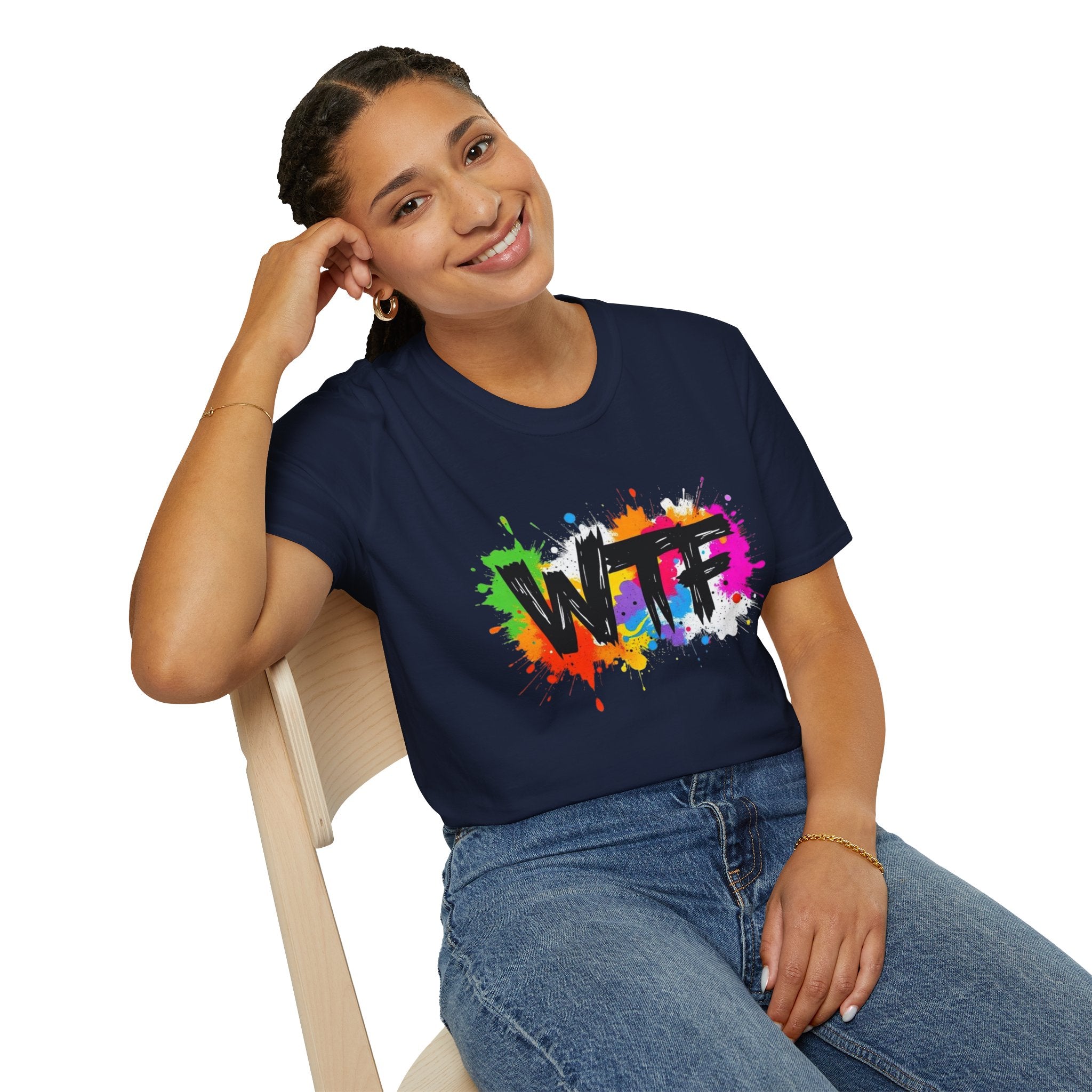 WTF Color Splash T-Shirt — Bold Rainbow Graphic Tee