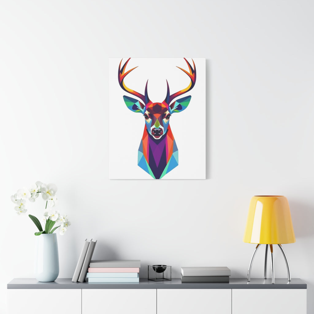 Vibrant Stag Canvas Wall Art - Colorful Geometric Deer Decor