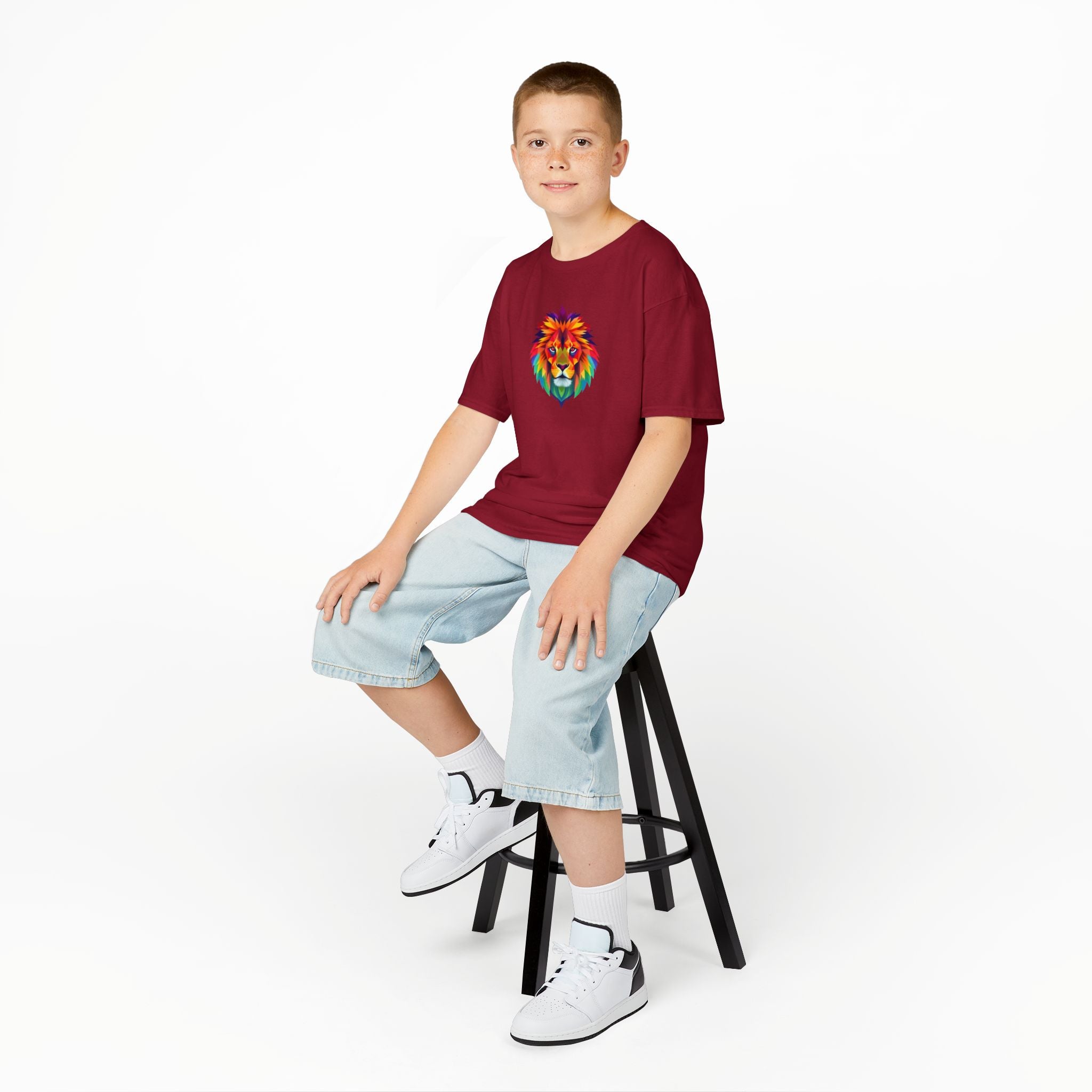 Colorful Fractal Lion Kids Heavy Cotton Tee