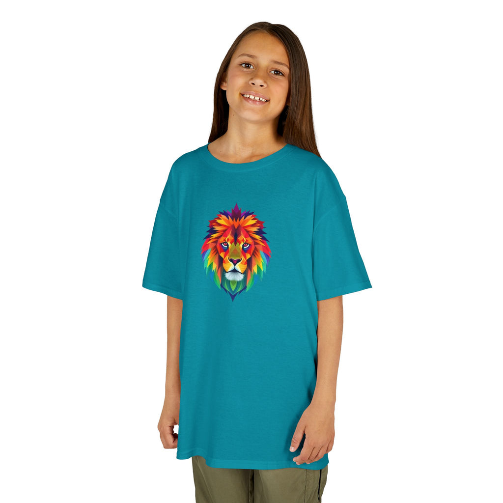Colorful Fractal Lion Kids Heavy Cotton Tee