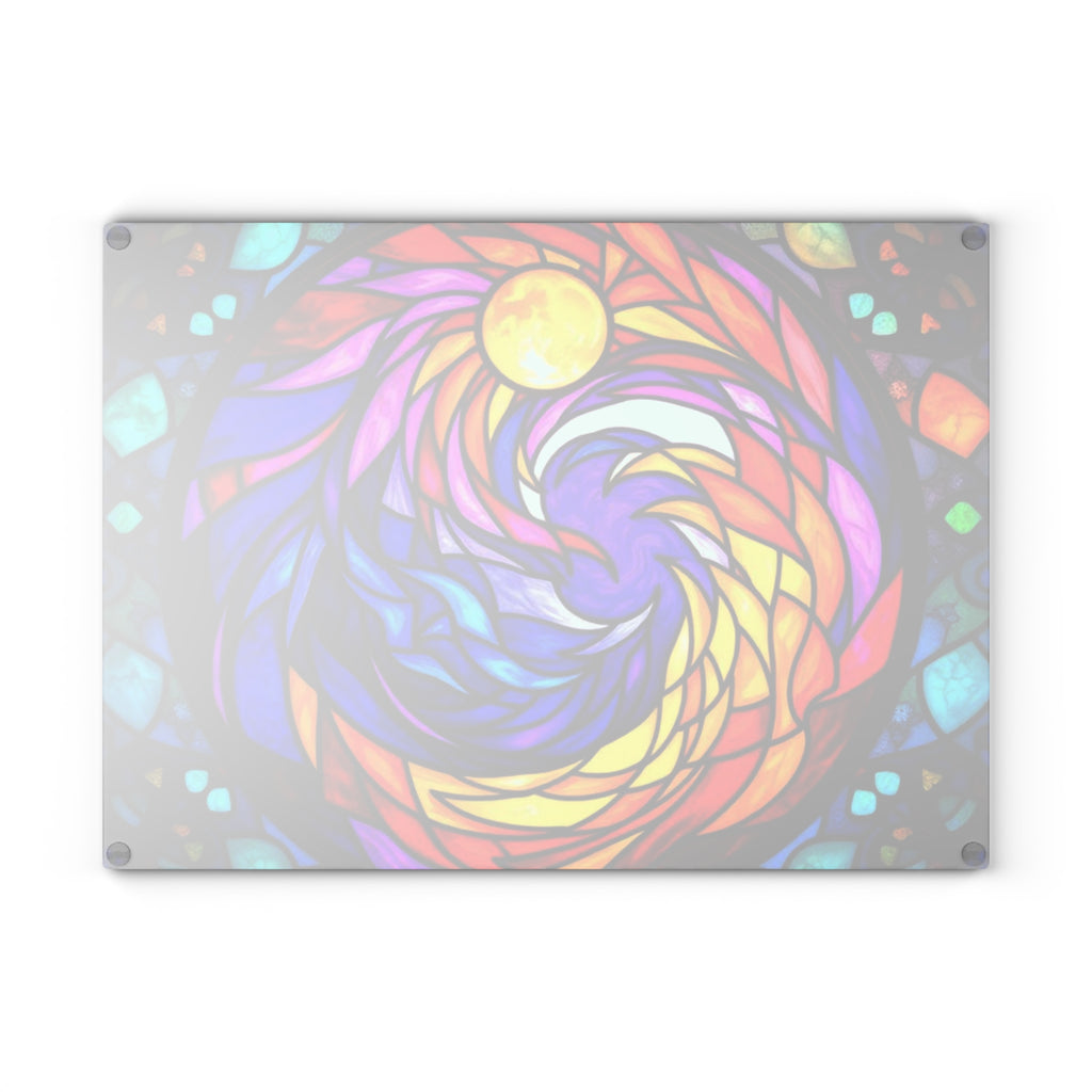 Vibrant Stained Glass Cutting Board | Colorful Kitchen Decor & Gift