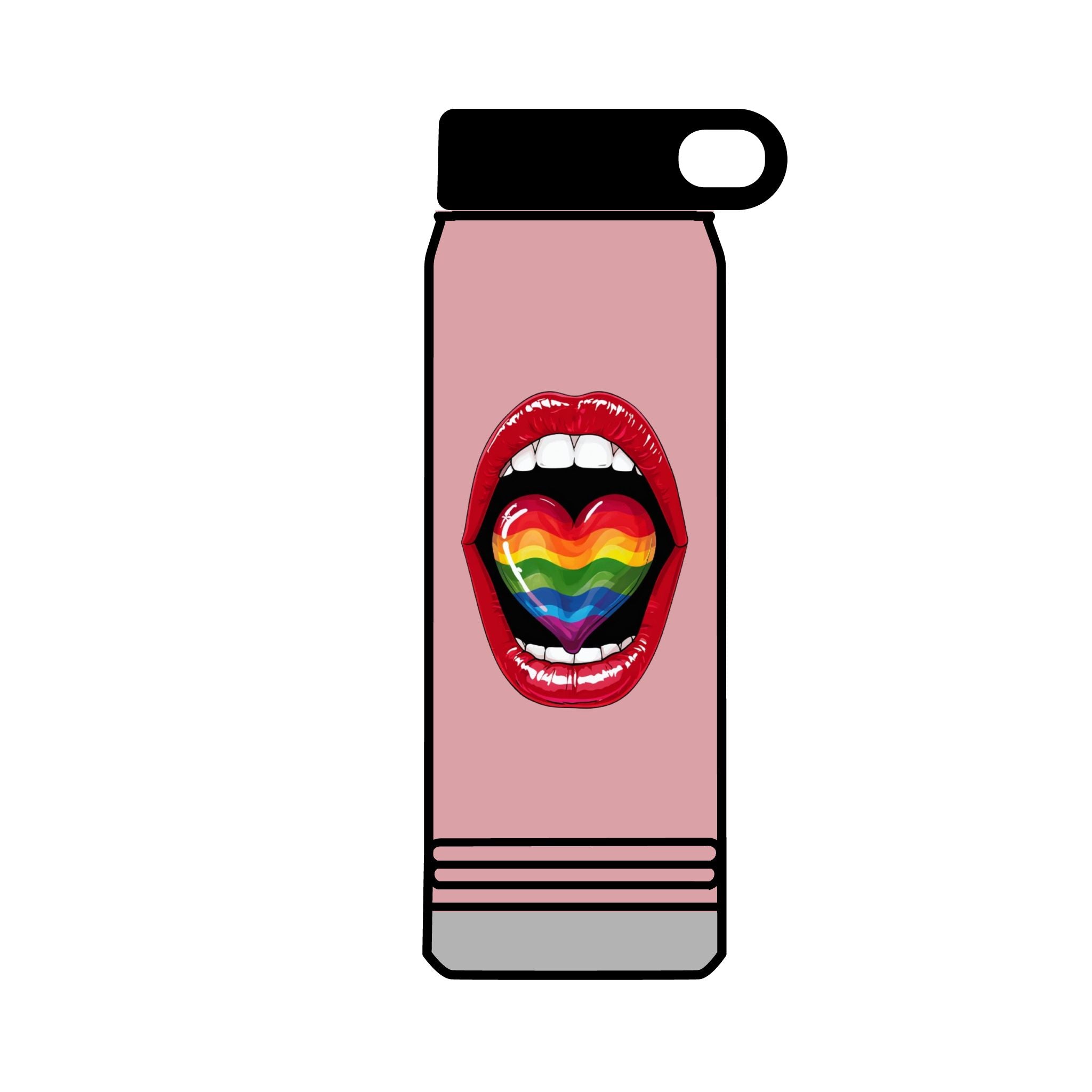 Rainbow Heart  Tongue 32oz Water Bottle - LGBTQ+ Pride Water Flask