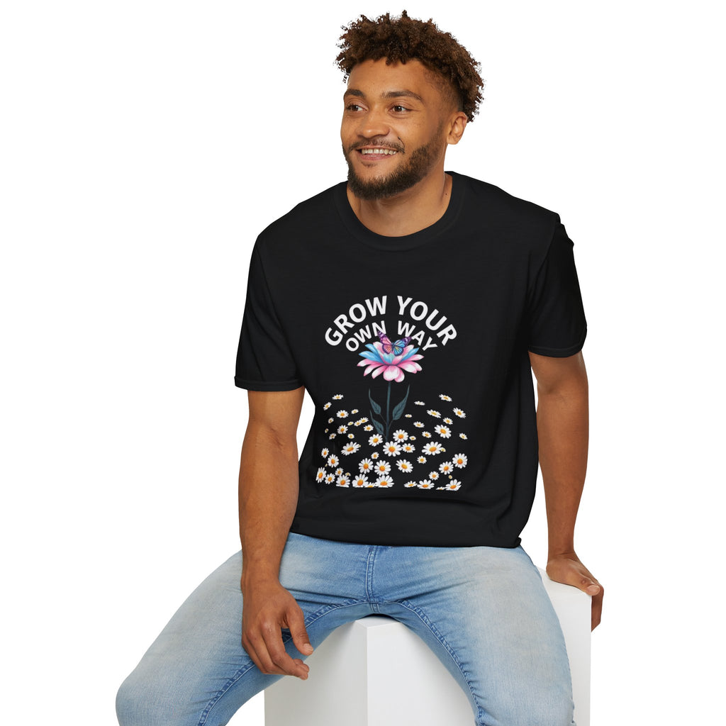Grow Your Own Way Trans Pride Unisex T-Shirt - Floral Design for Garden Lovers