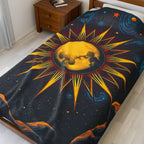 Moon and Galaxies Illistration Plush Blanket – For Comfort and Warmth