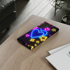 Android OR iPhone Compatible Cases - Neon Love Design - Unique Tough Cases