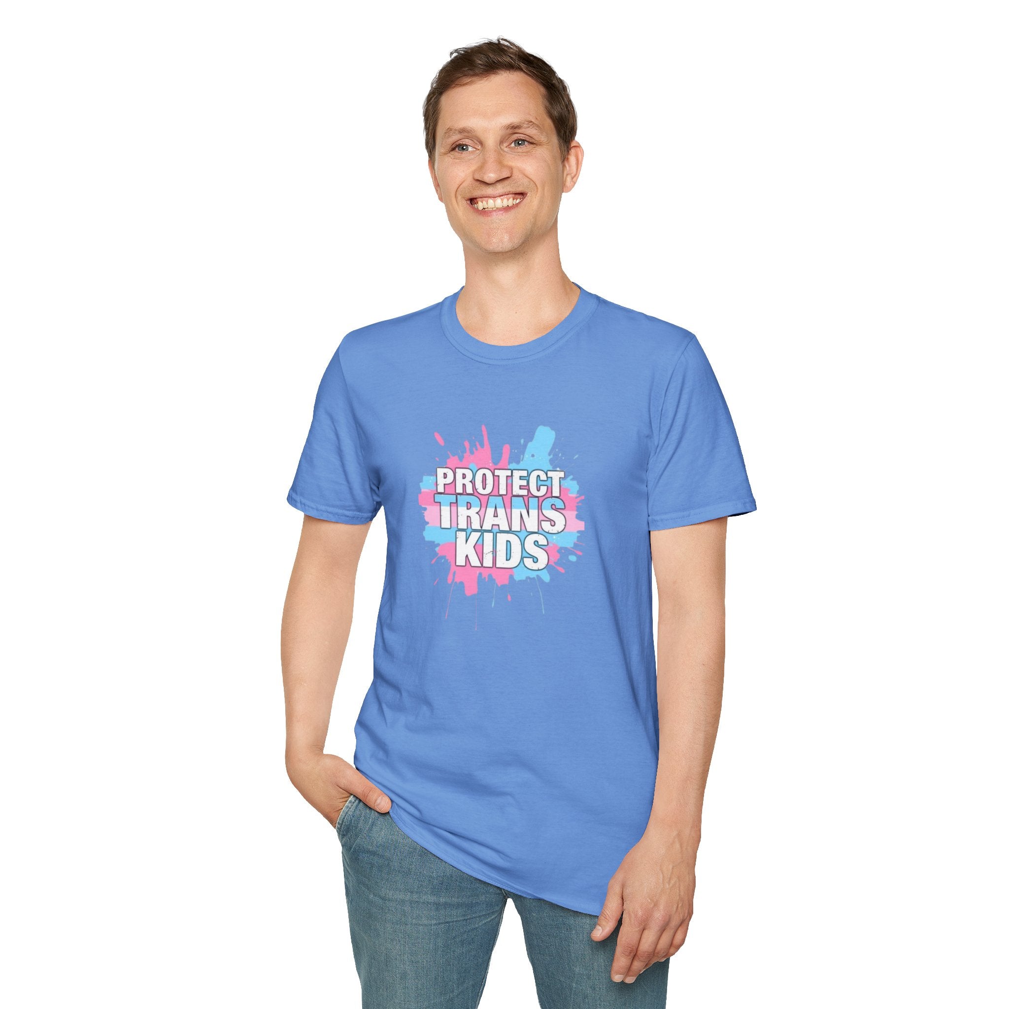 Protect Trans Kids Unisex Softstyle T-Shirt - Supportive LGBTQ+ Apparel