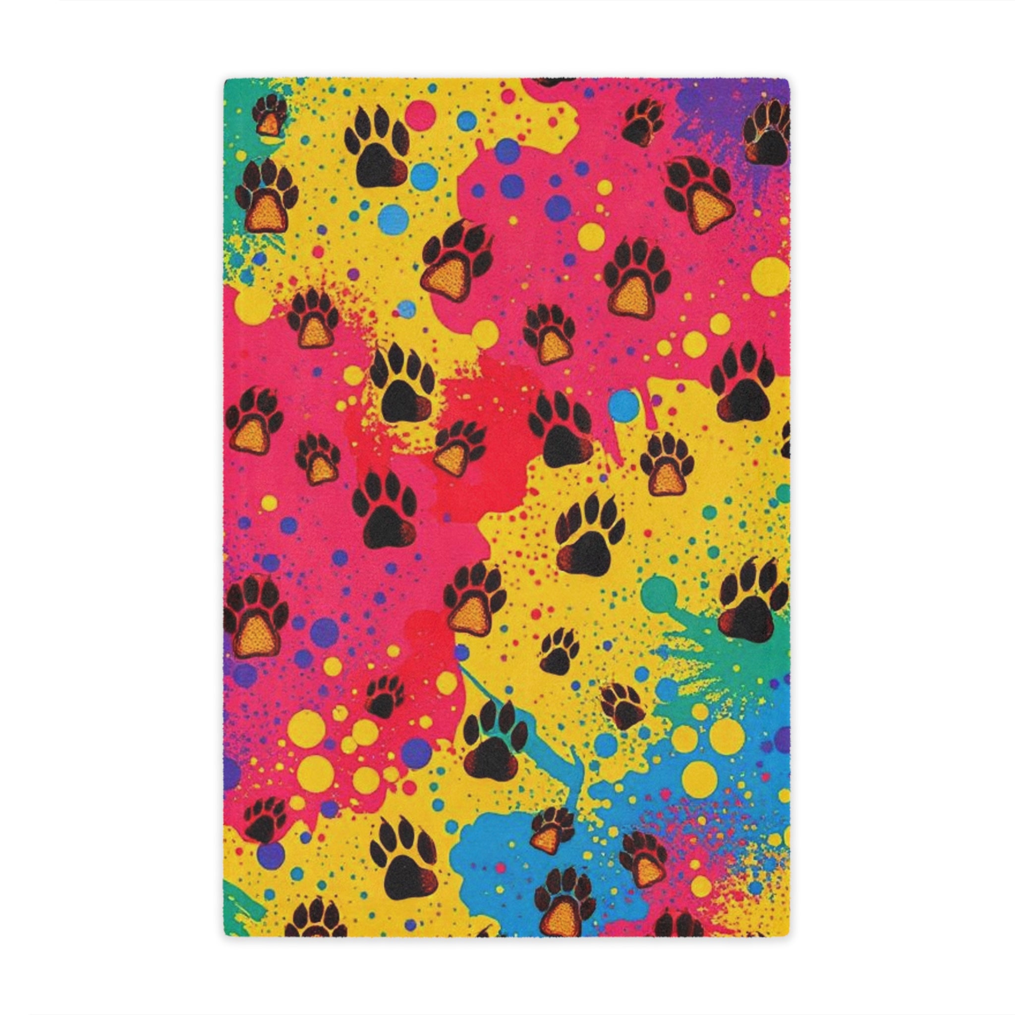 Colorful Puppy Paws - Microfiber Blanket