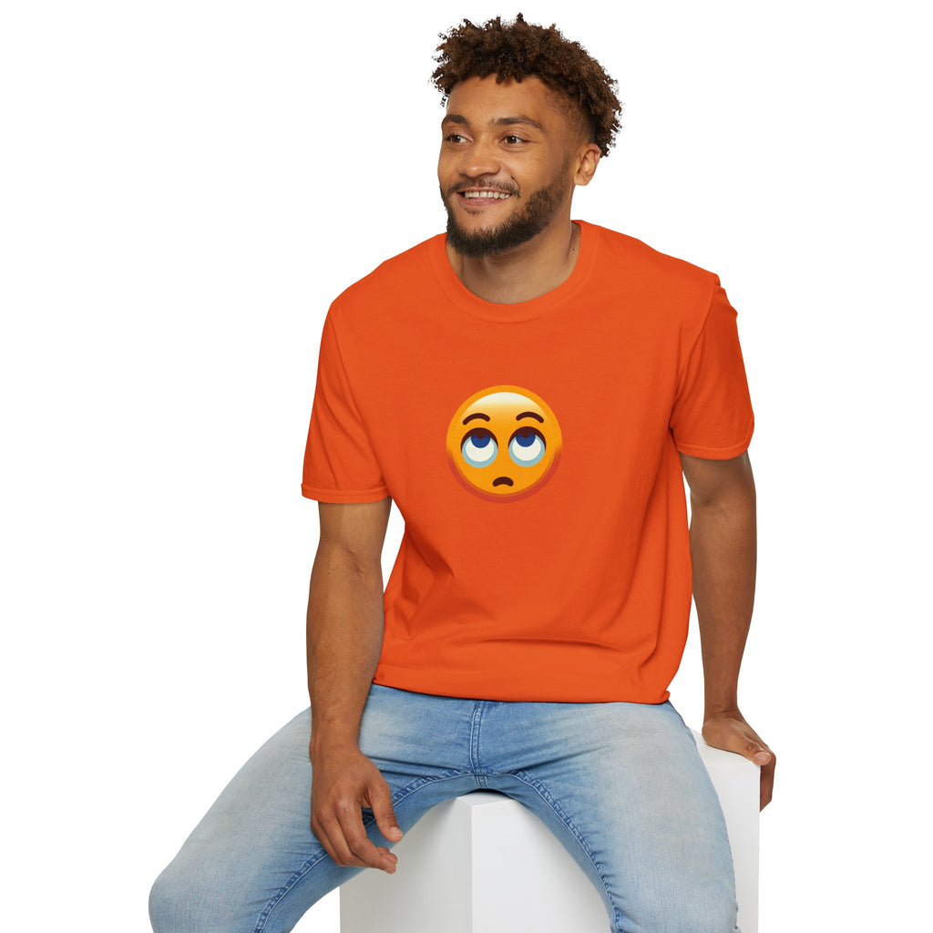 Unisex Softstyle T-Shirt with Eye Roll Emoji | Casual Graphic Tee for Everyday Humor