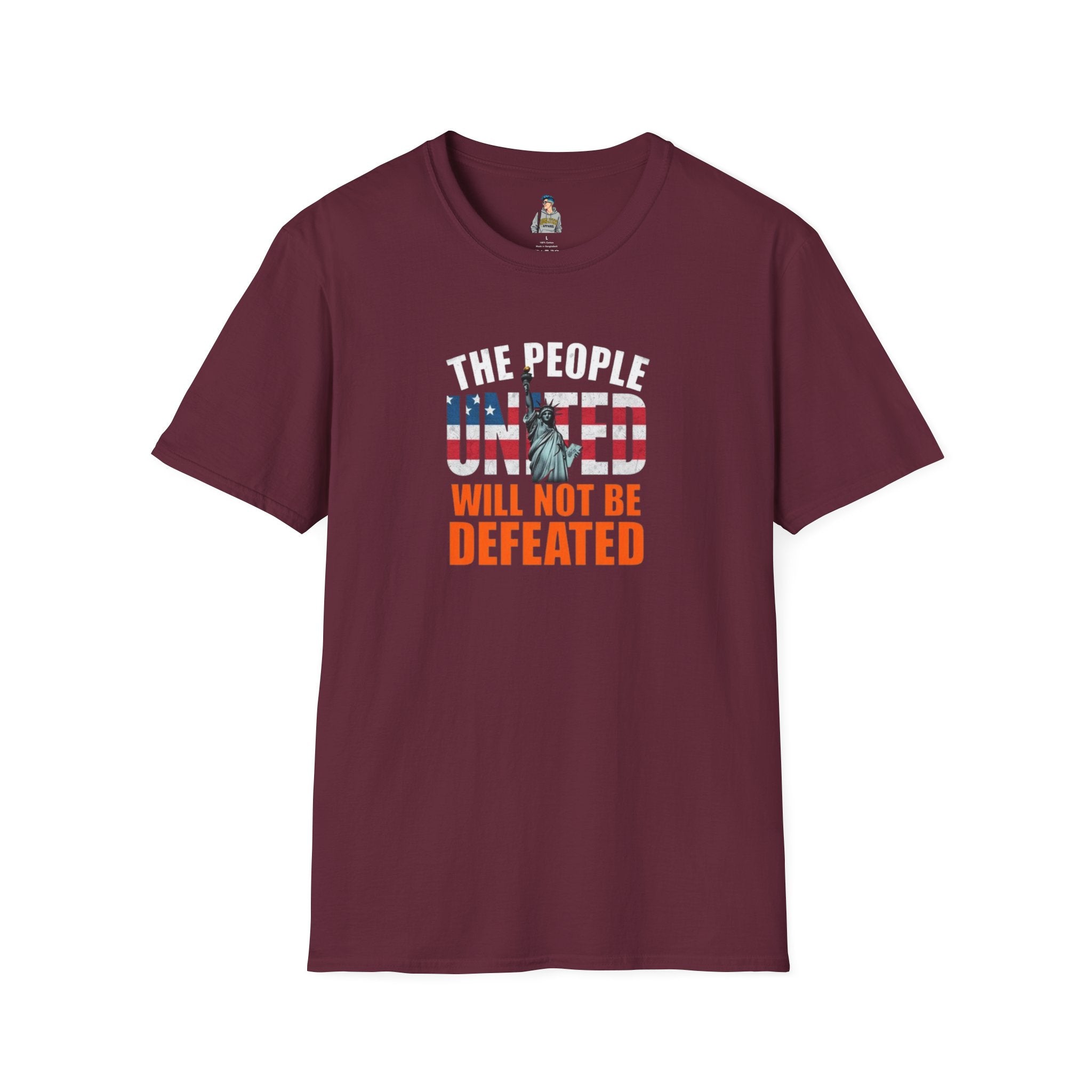 Patriotic Unisex Softstyle T-Shirt - "The People United Will Not Be Defeated"
