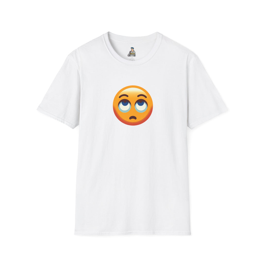 Unisex Softstyle T-Shirt with Eye Roll Emoji | Casual Graphic Tee for Everyday Humor