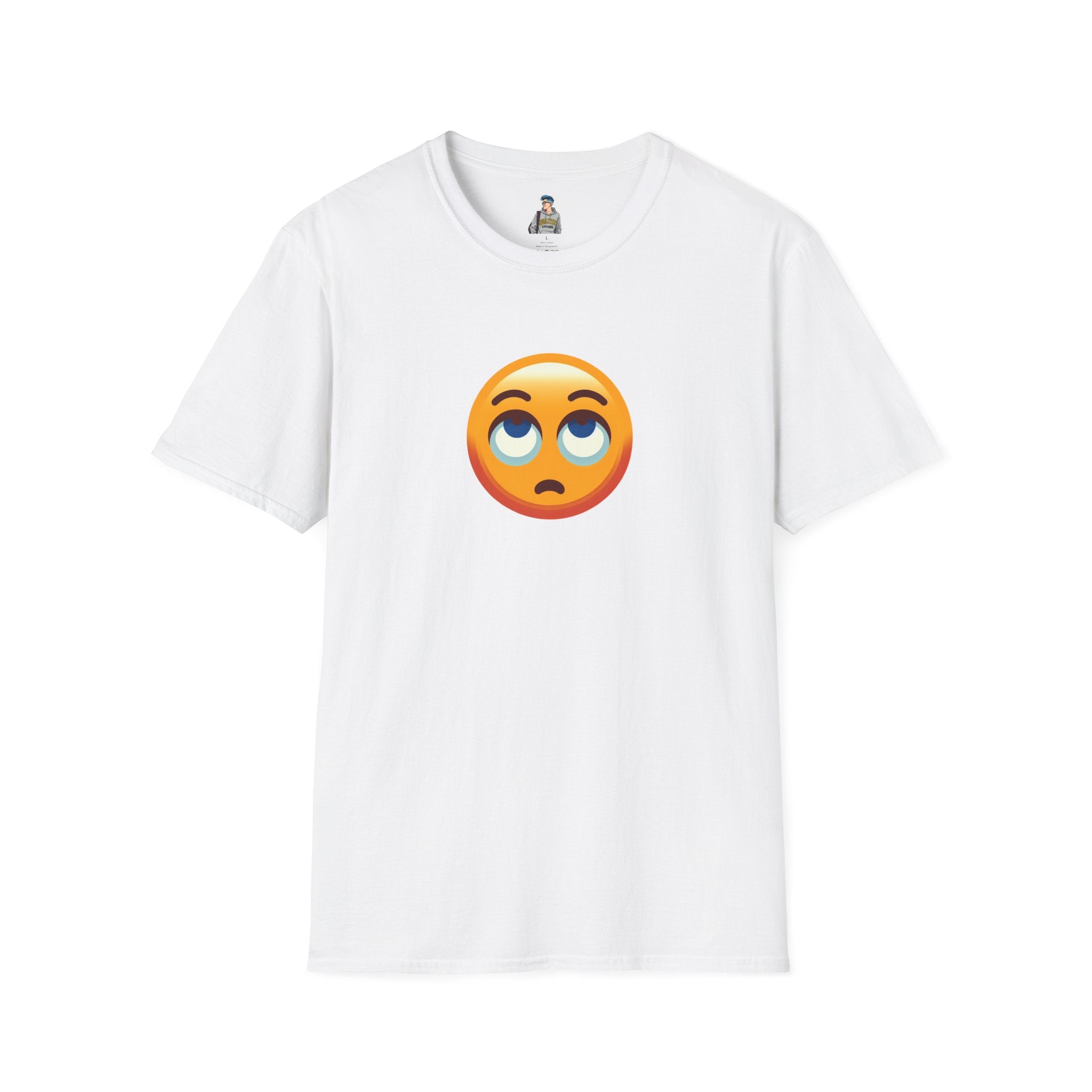 Unisex Softstyle T-Shirt with Eye Roll Emoji | Casual Graphic Tee for Everyday Humor