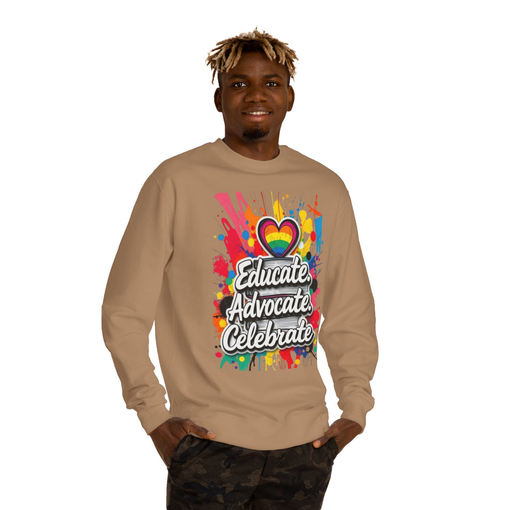 Educate, Advocate, Celebrate Unisex Crew Neck Sweatshirt - Empowerment Apparel