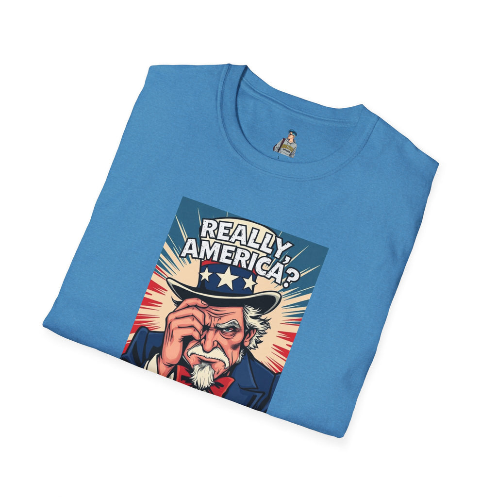 Uncle Sam in disbelief Really, America? Unisex softstyle T-Shirt