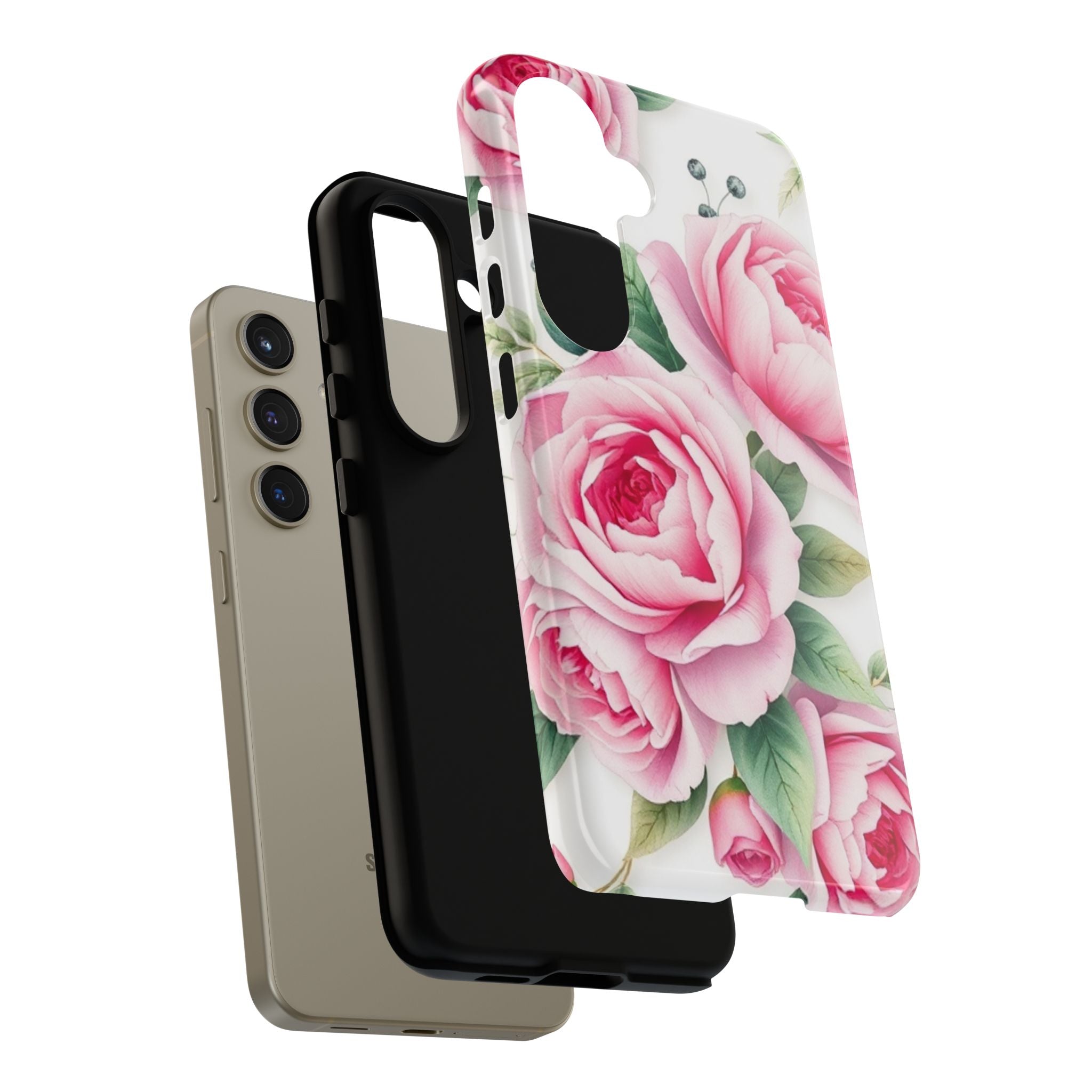 Android OR iPhone Compatible Cases - Pink Flower Design - Unique Tough Cases