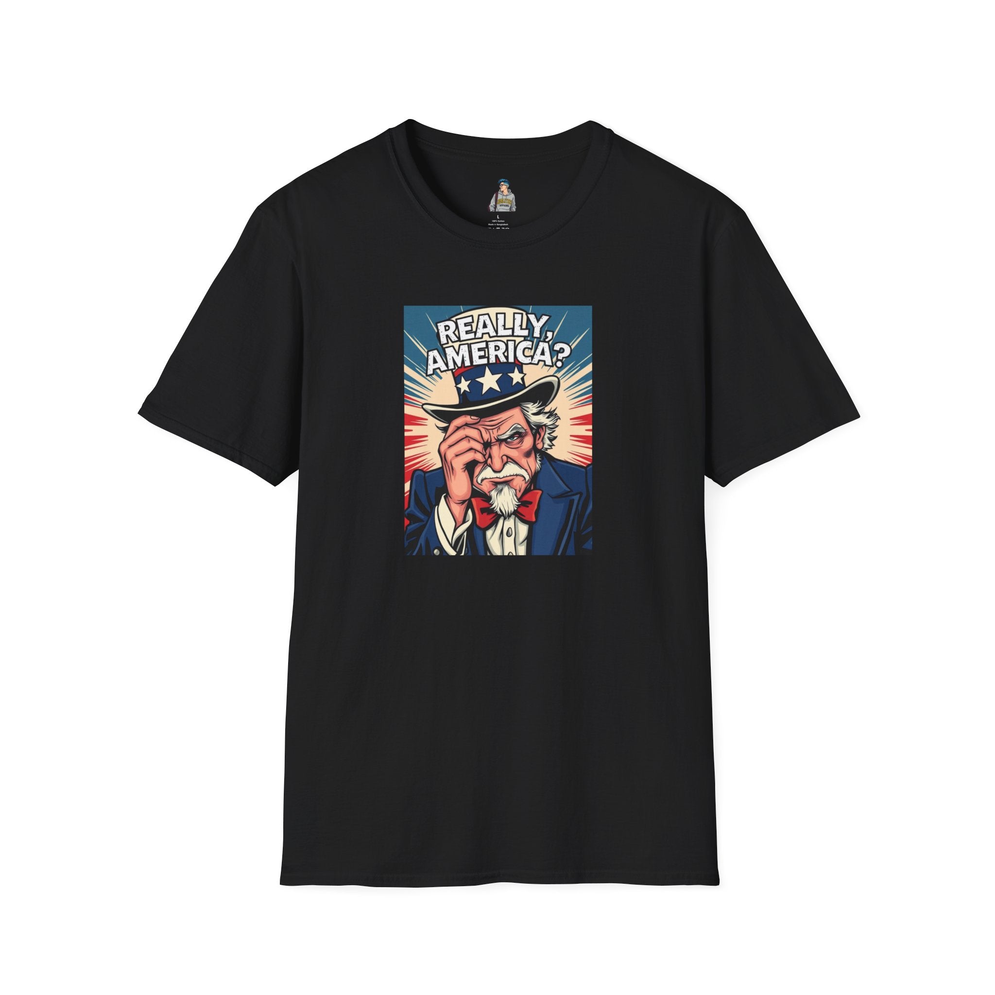 Uncle Sam in disbelief Really, America? Unisex softstyle T-Shirt