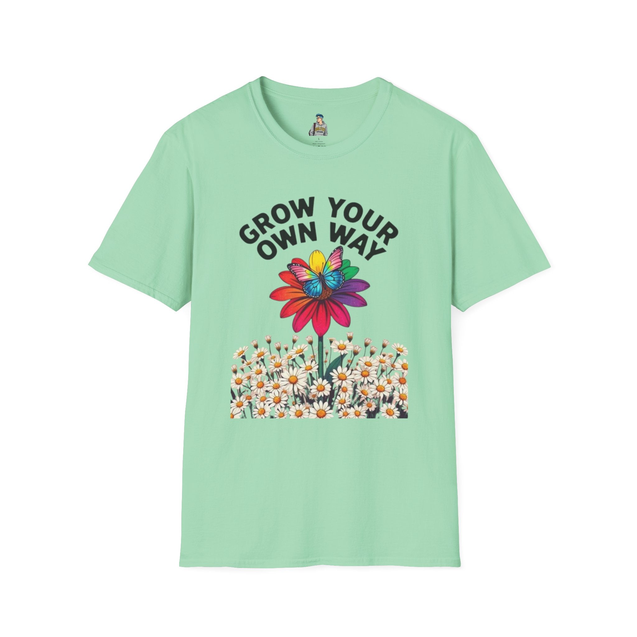 Unisex Softstyle T-Shirt - 'Grow Your Own Way' Floral Design for Queer Pride
