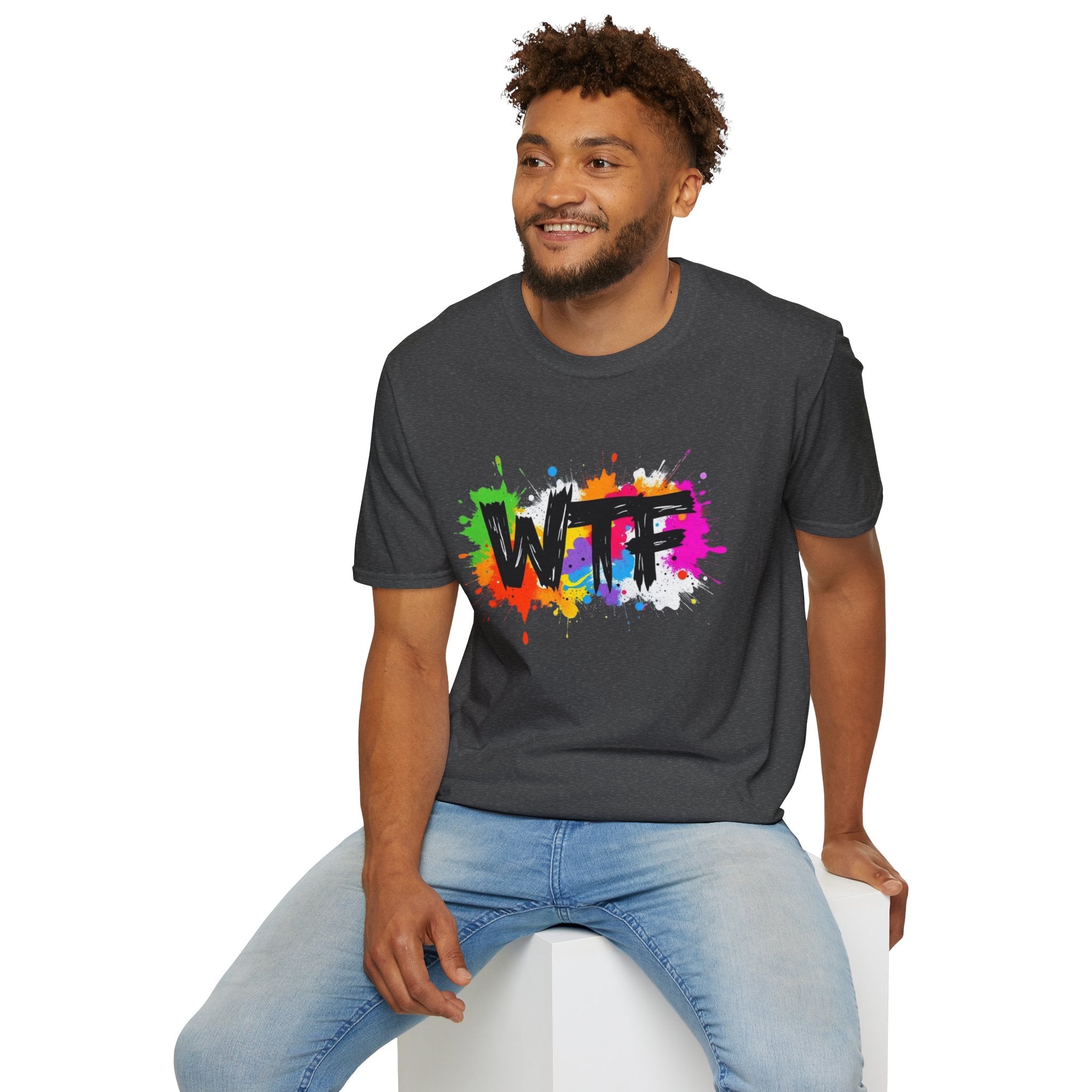 WTF Color Splash T-Shirt — Bold Rainbow Graphic Tee