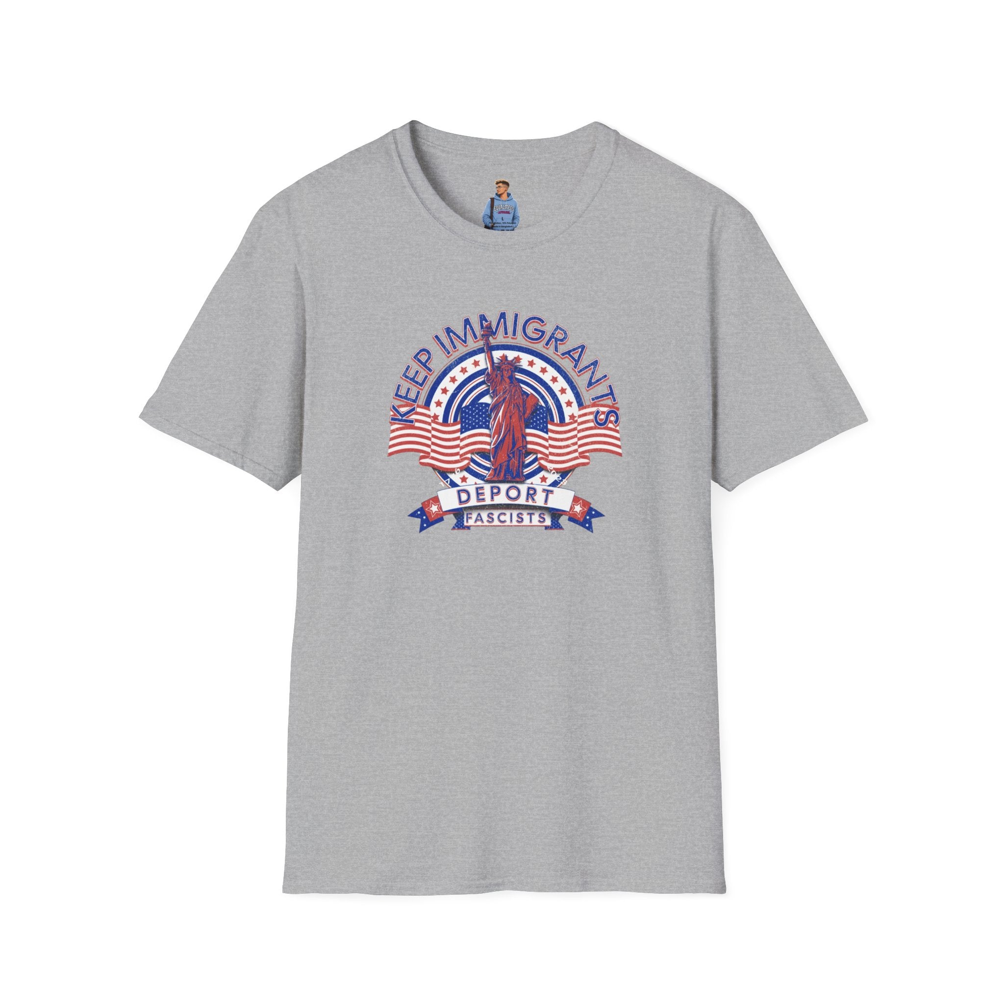 American Patriot - Keep Immigrants Deport Fascists Unisex T-Shirt - Celebrate Freedom & Diversity