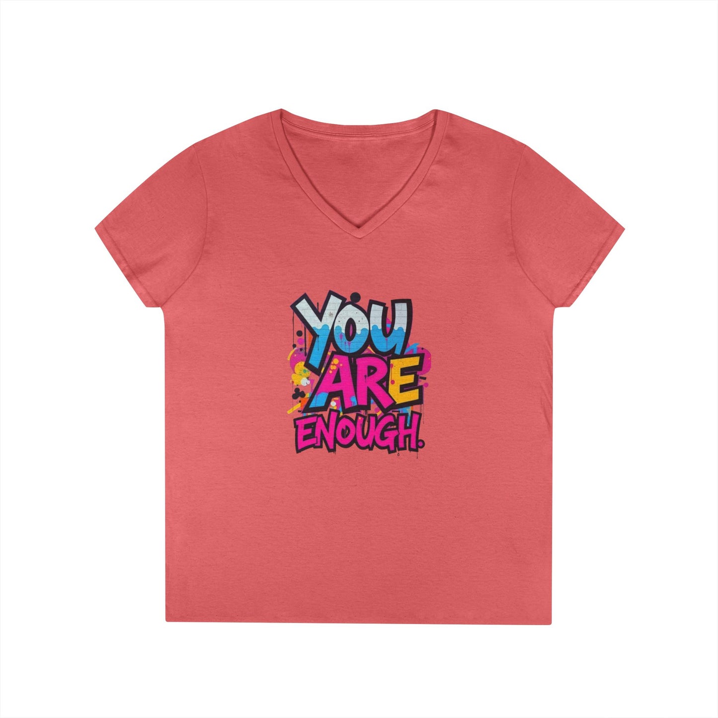 You Are Enough Ladies' V-Neck T-Shirt - Inspirational Graphic Tee