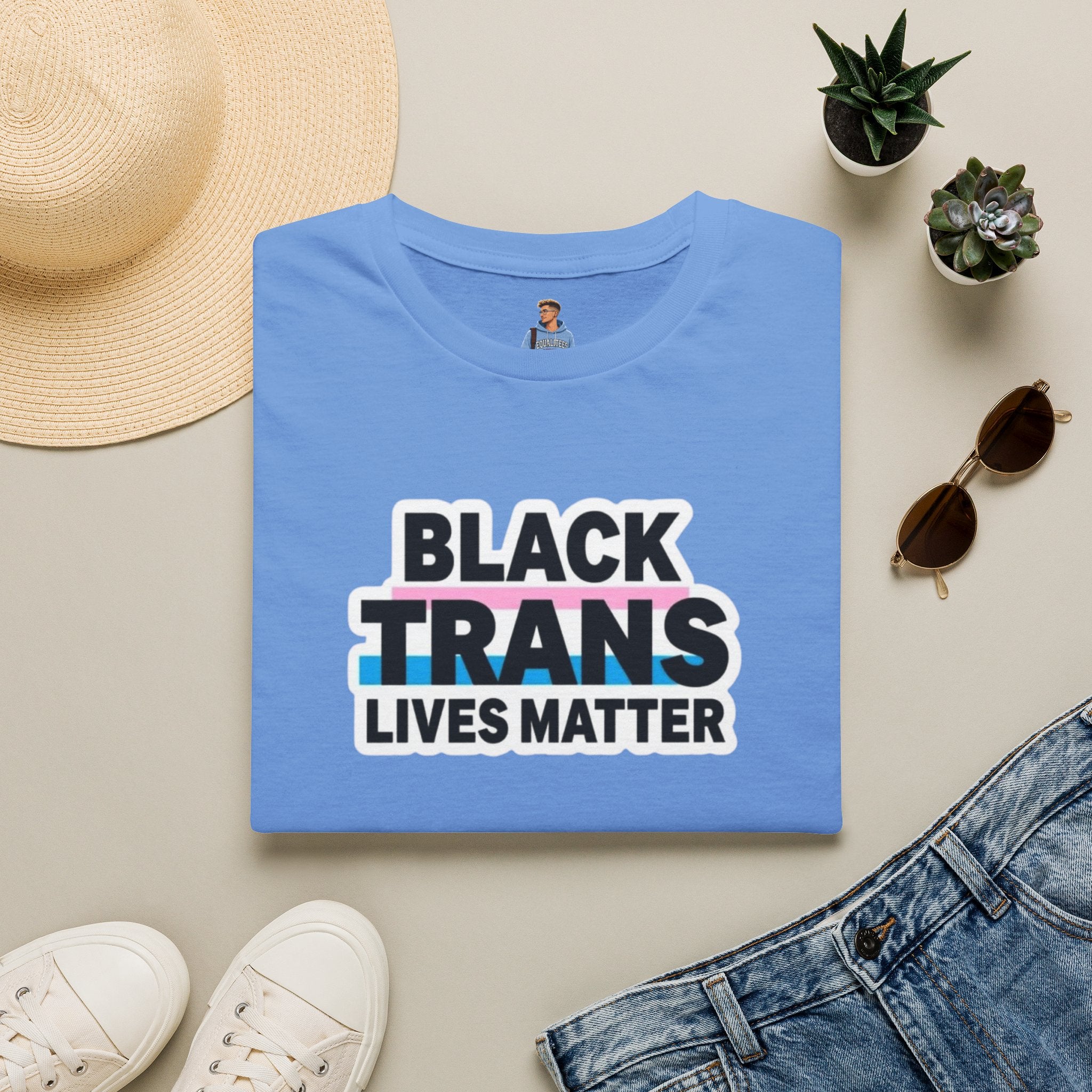 Unisex Softstyle T-Shirt - Black Trans Lives Matter Statement Tee