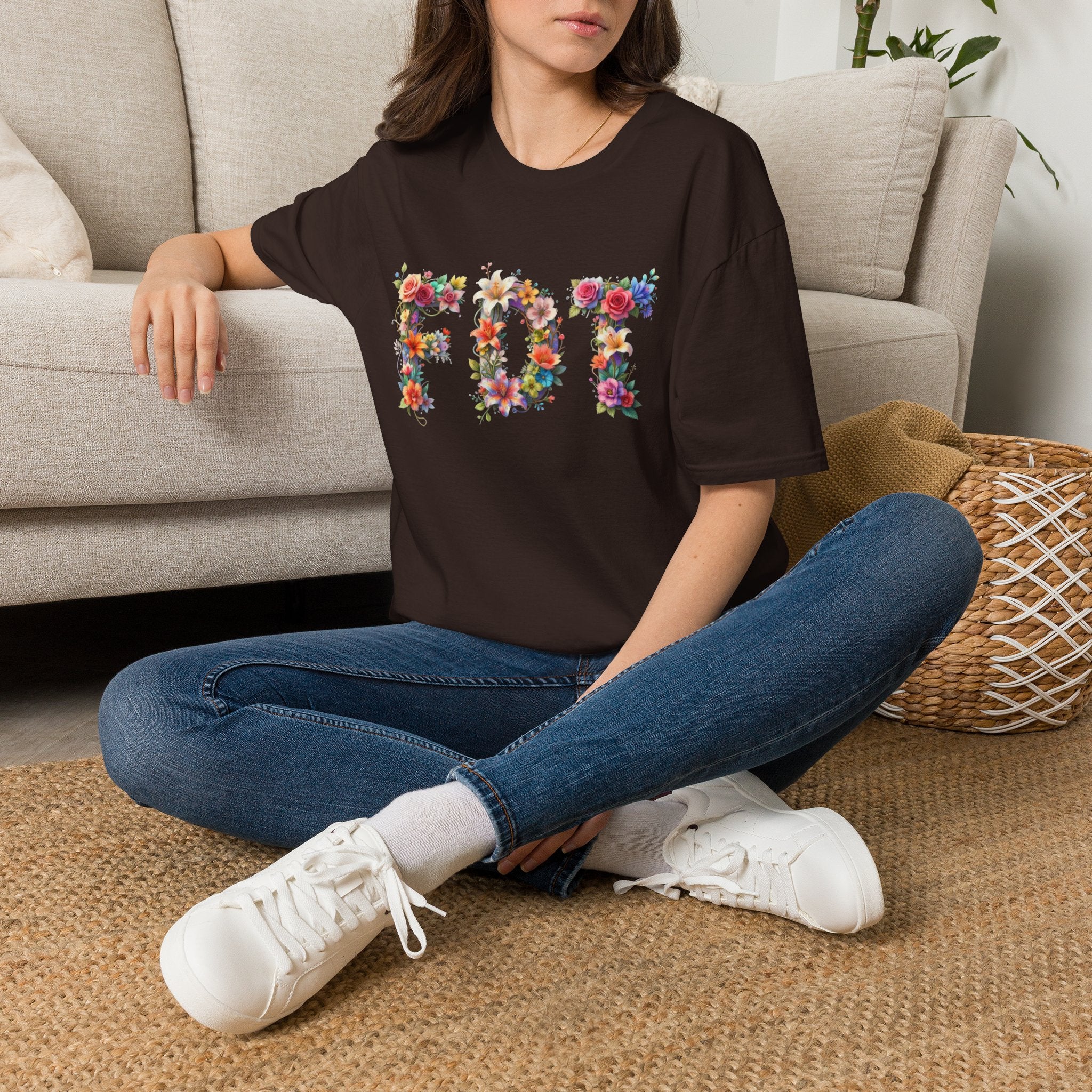 FDT Bold Floral Typography T-Shirt