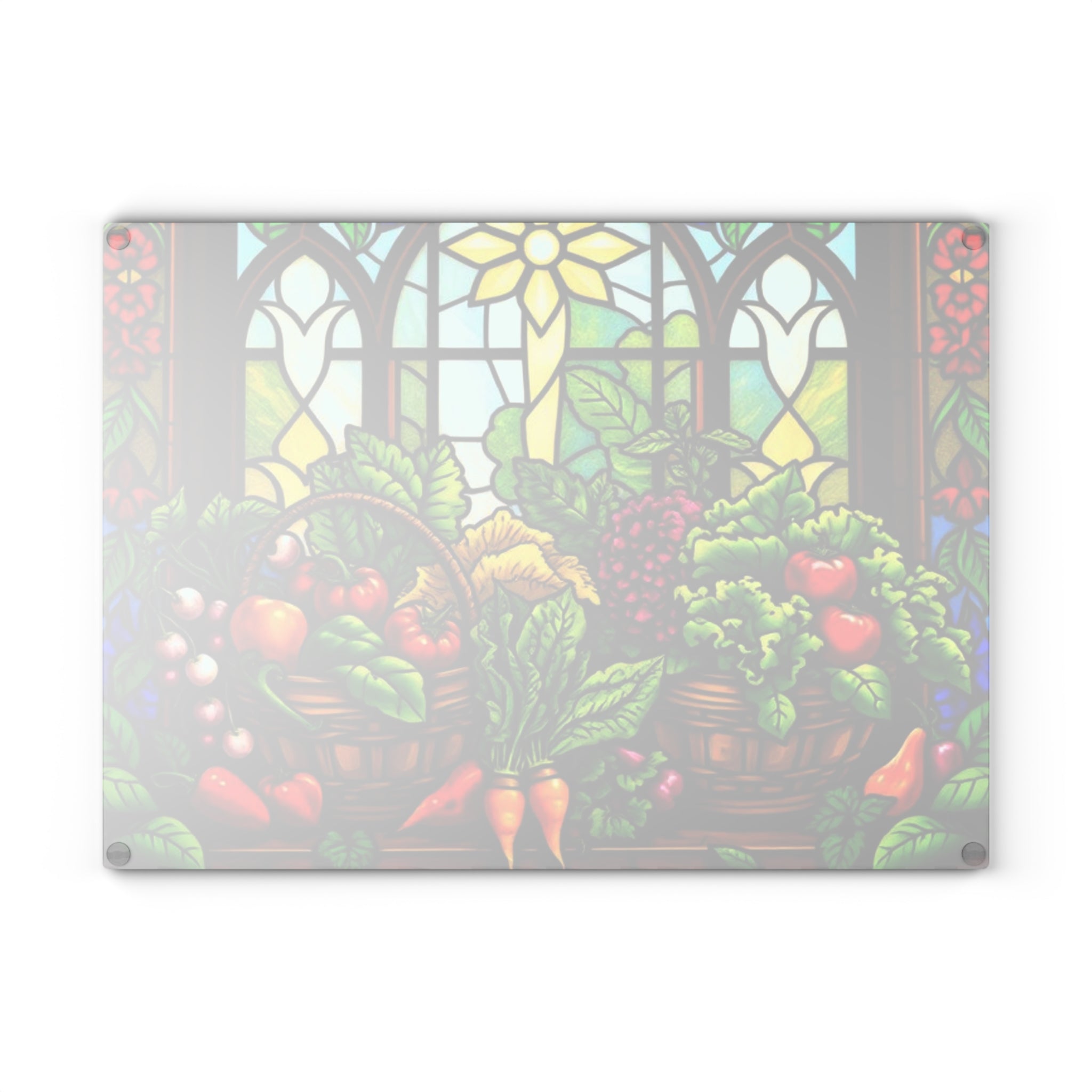 Stained Glass Vegetable Cutting Board - Vibrant Kitchen Décor for Food Lovers
