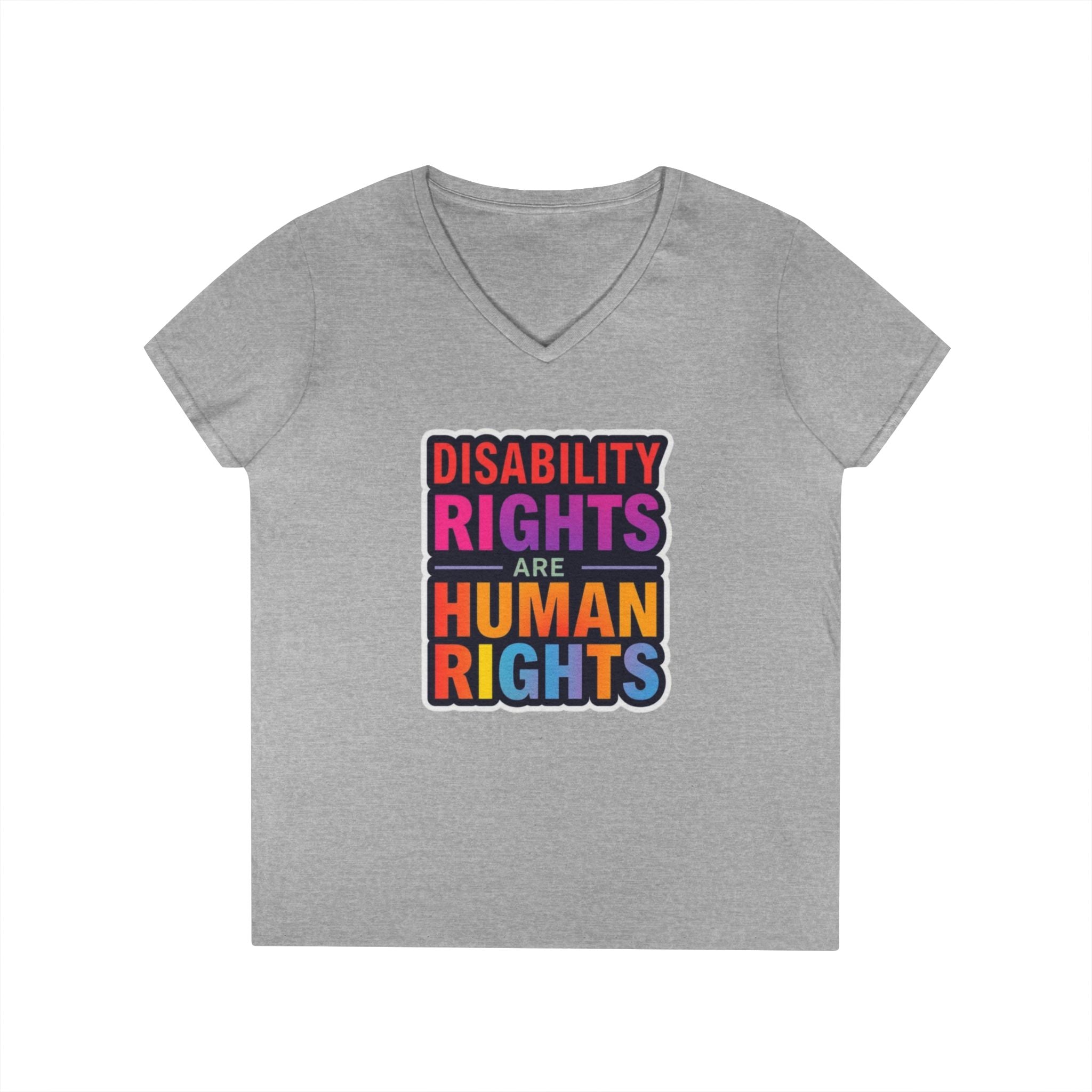 Empowering Ladies' V-Neck T-Shirt - Disability Rights Are Human Rights