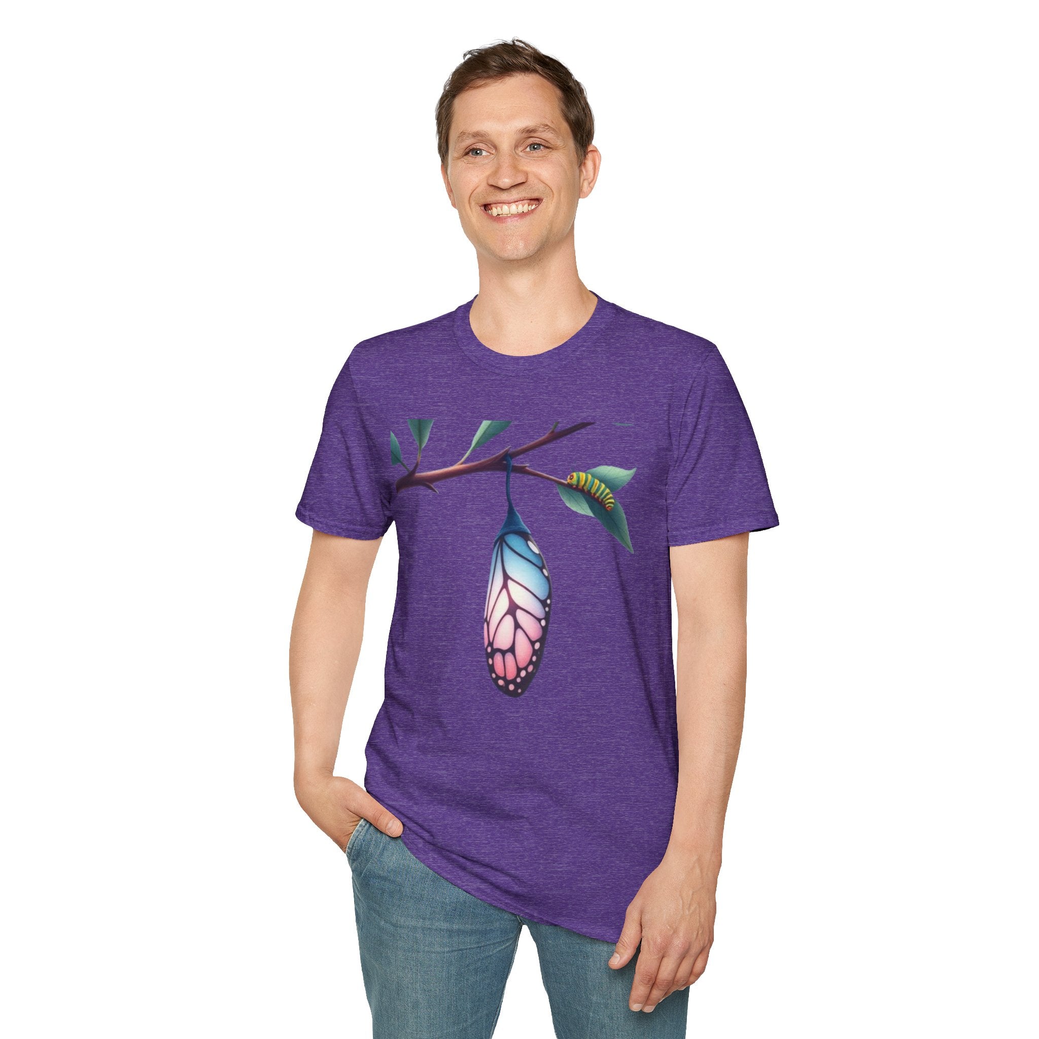 Trans Caterpillar to Butterfly Transformation T-Shirt, Unisex Graphic T-Shirt