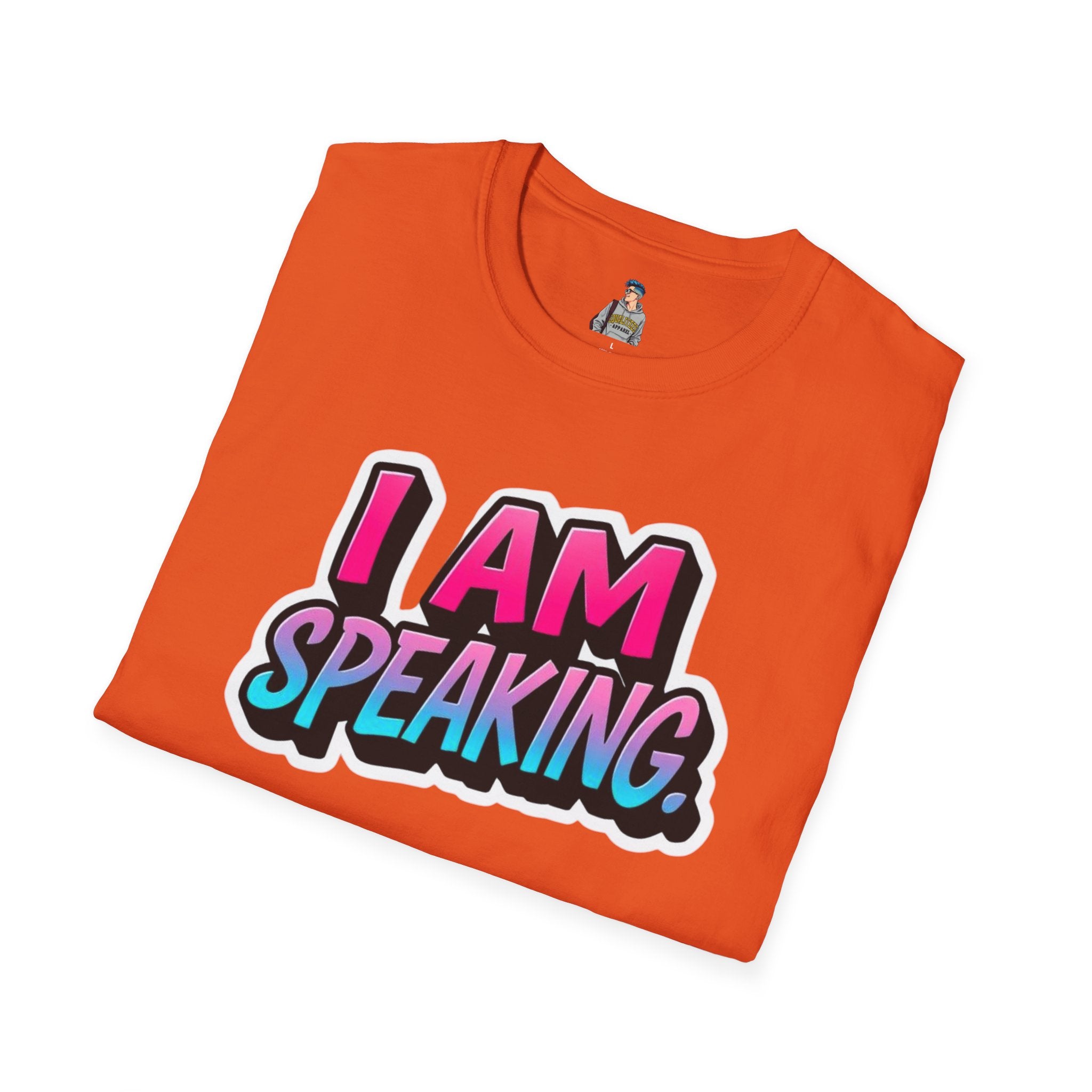 'I Am Speaking' Unisex Softstyle T-Shirt – Bold Statement Tee for Confident Voices
