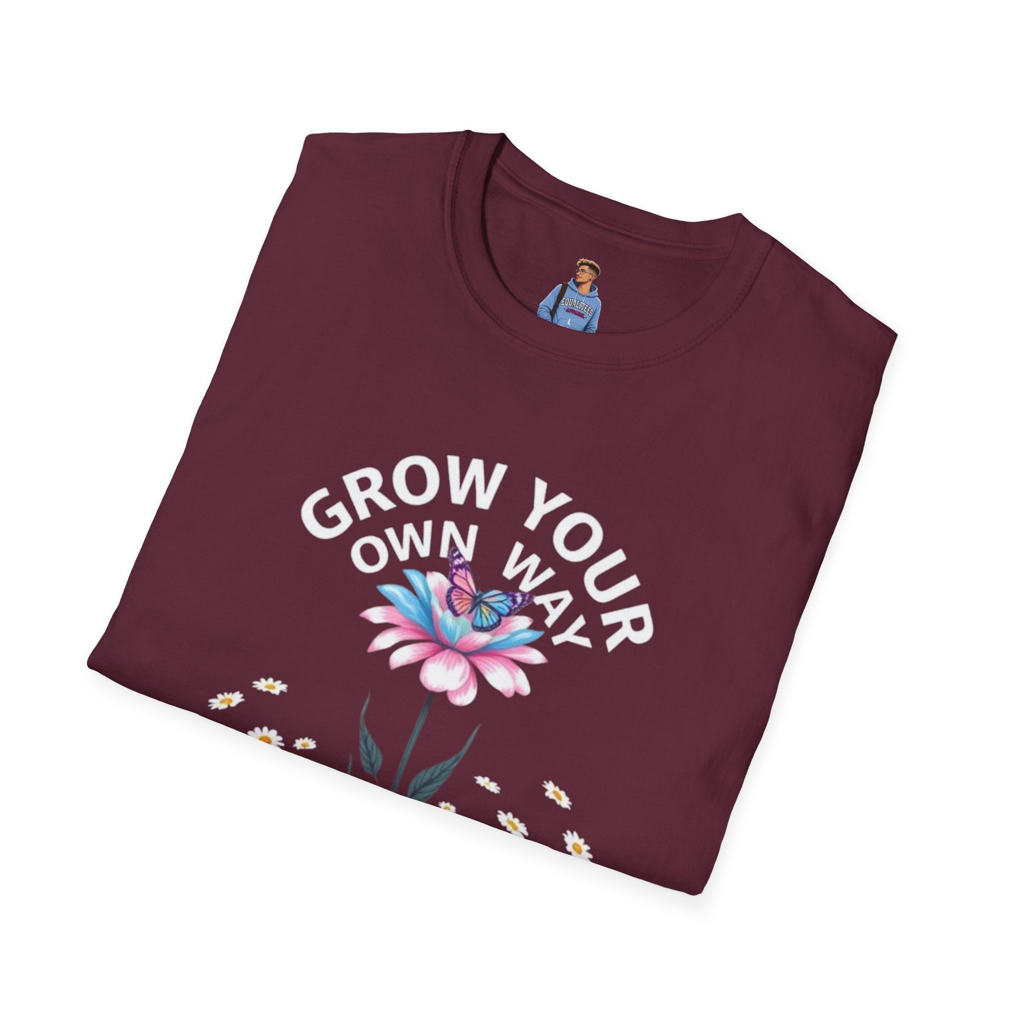 Grow Your Own Way Trans Pride Unisex T-Shirt - Floral Design for Garden Lovers