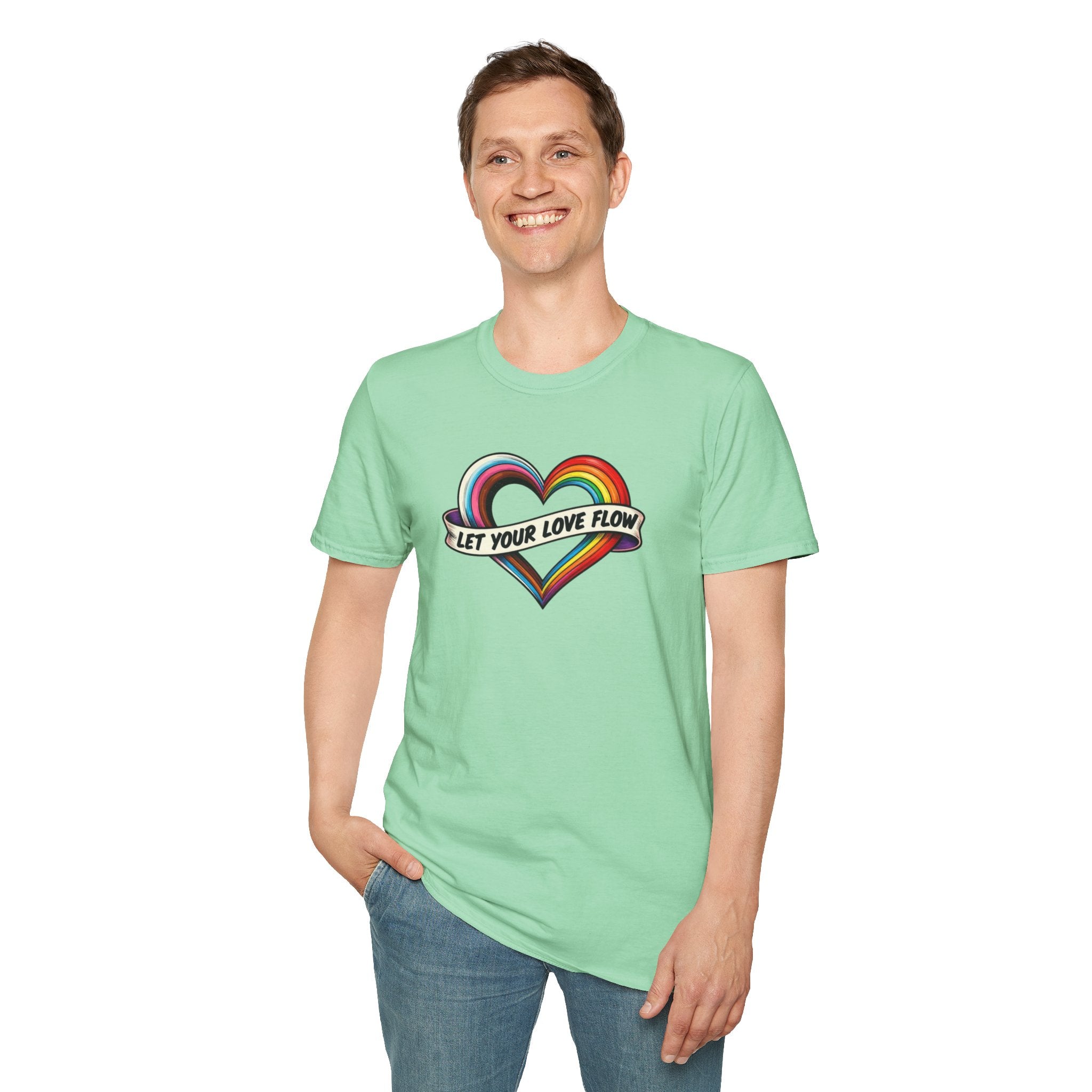 Let Your Love Flow Rainbow Heart T-Shirt