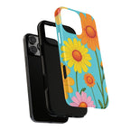 Floral Tough Phone Case for iPhone — Bright Daisy Garden Protective Cover